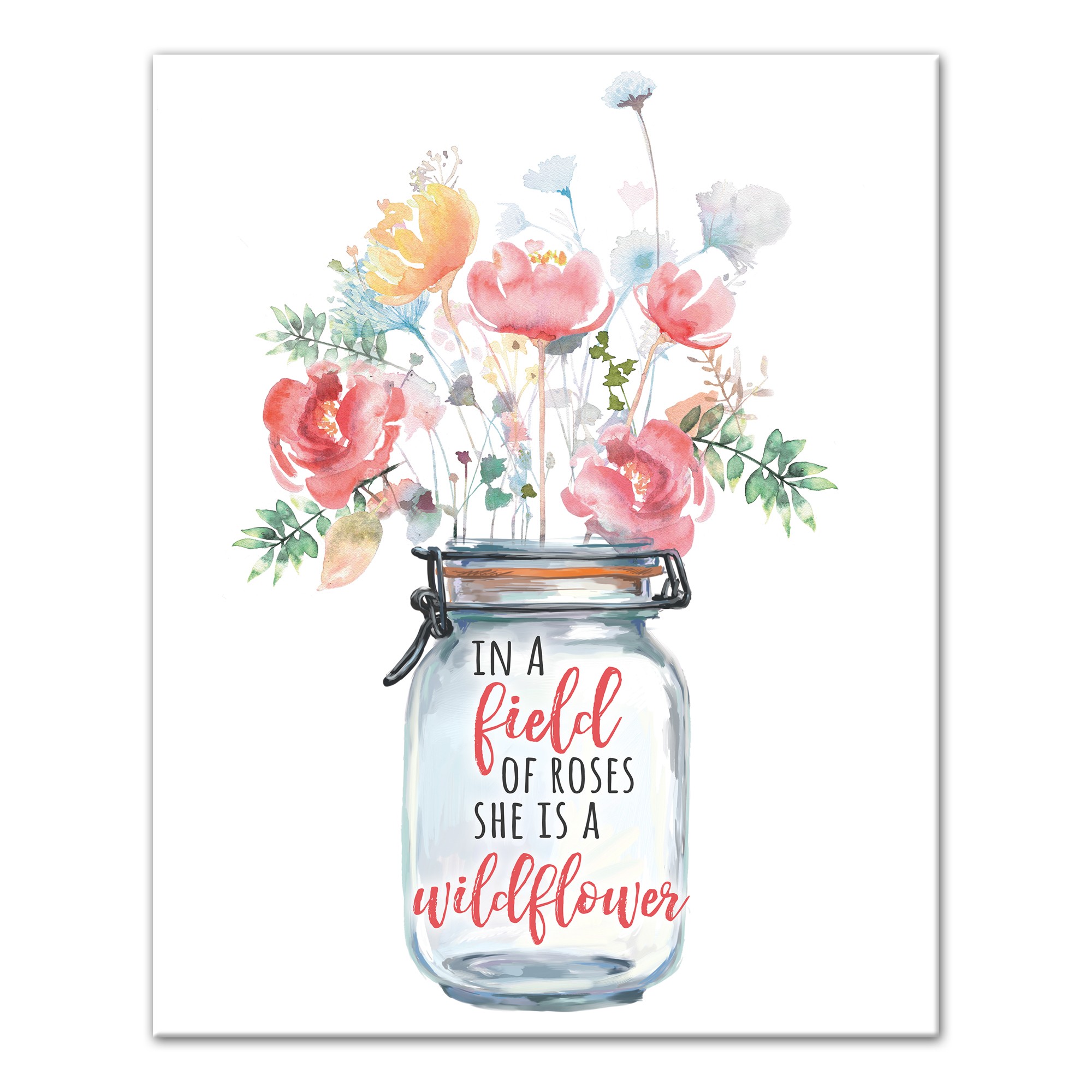 Wildflower Mason Jar 16x20 Canvas Wall Art