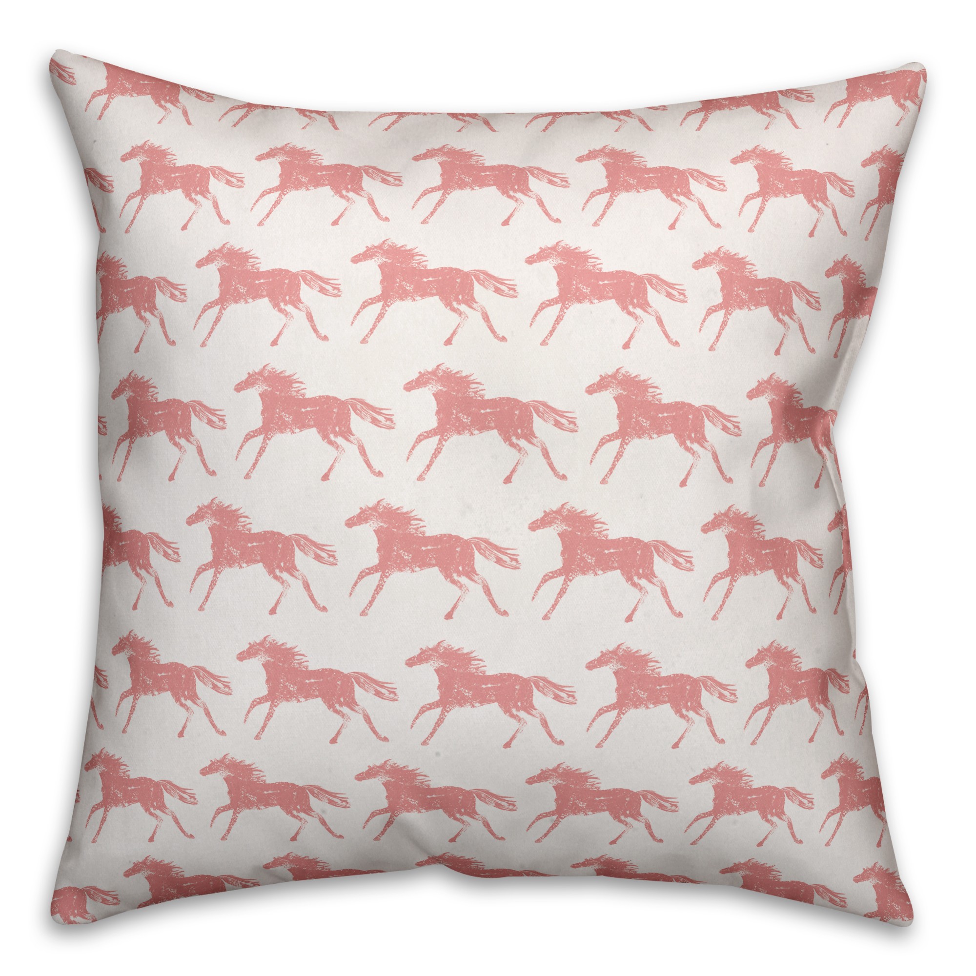 Galloping Pink Horses 16x16 Spun Poly Pillow