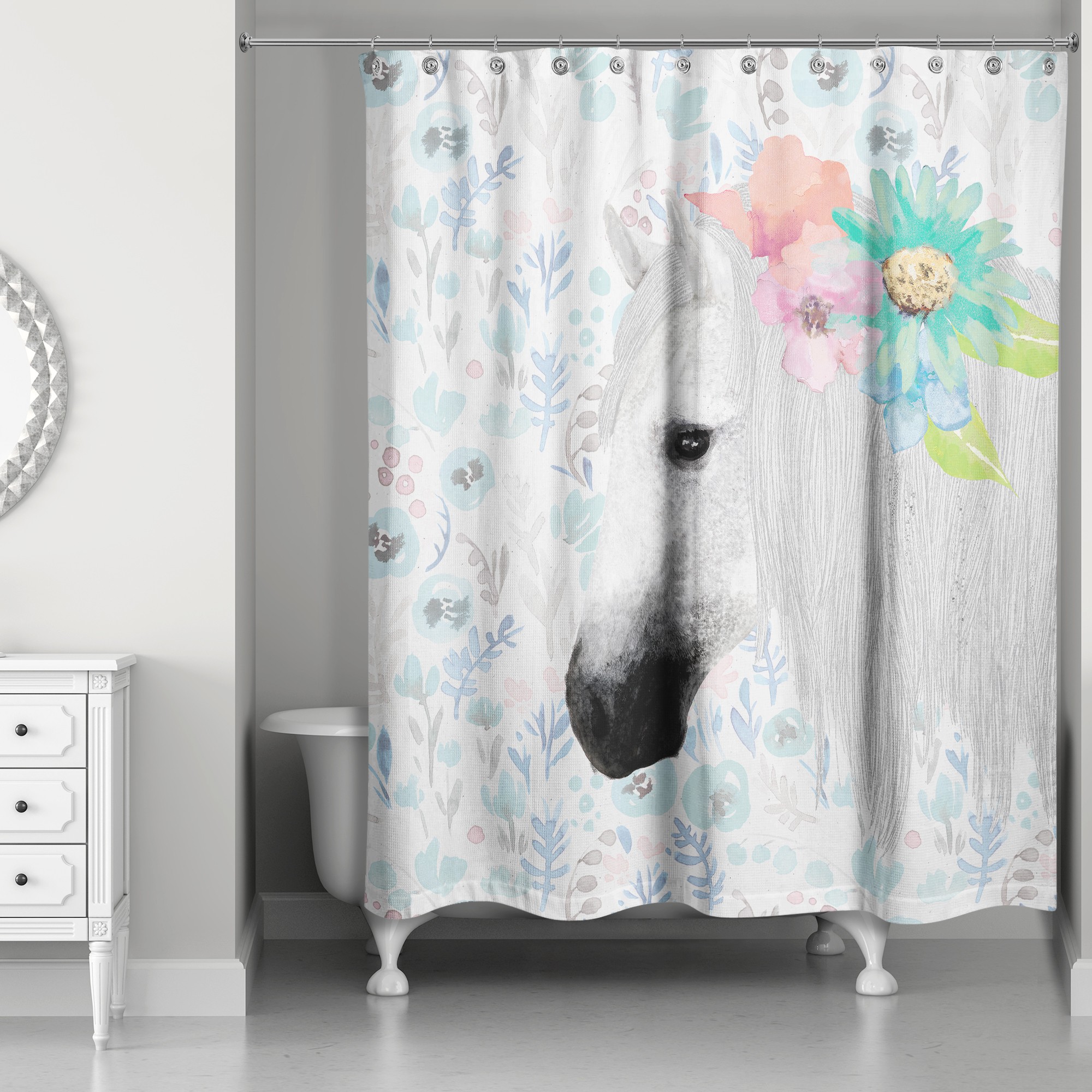 Flower Mane 71x74 Shower Curtain