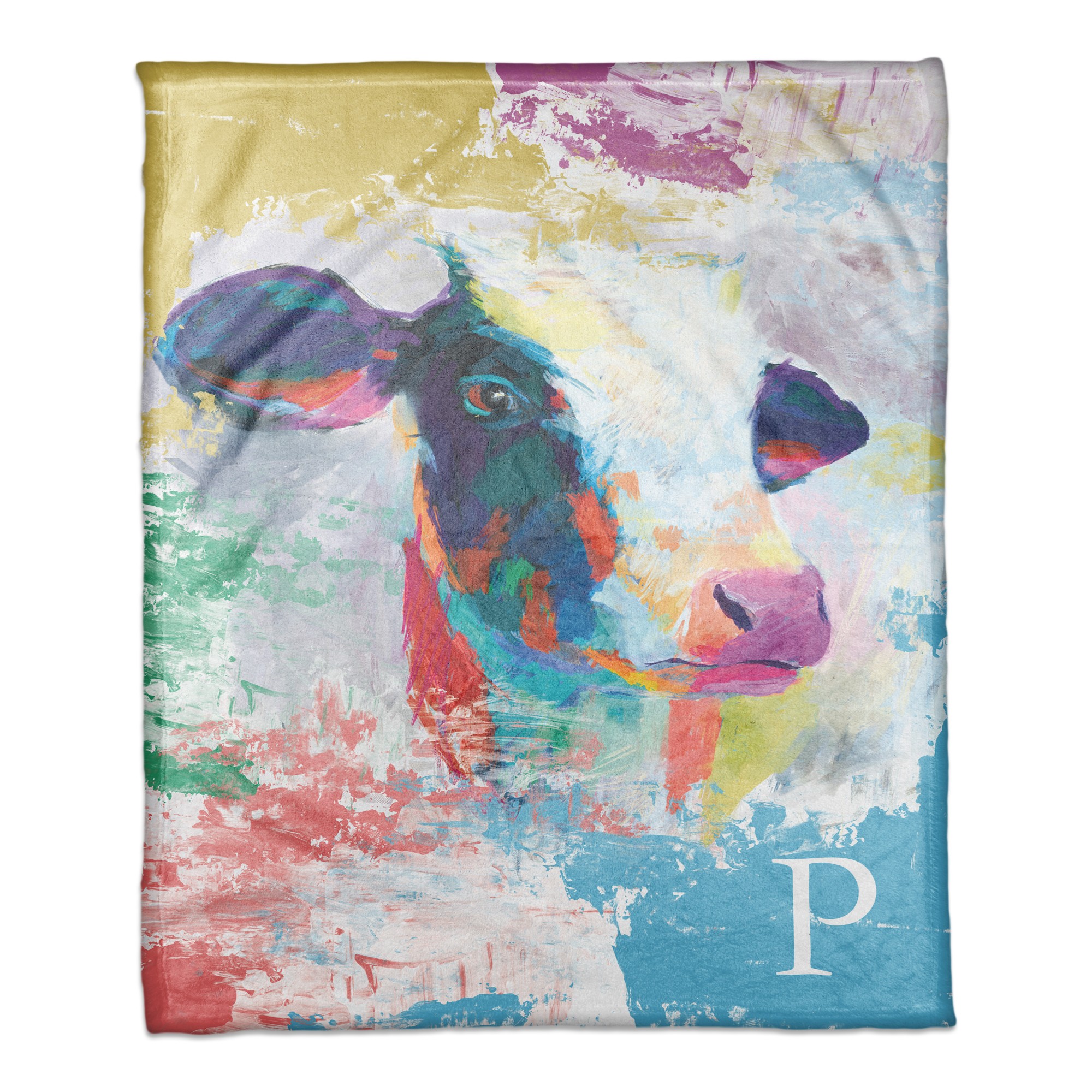 Painty Cow 30x40 Personalized Coral Fleece Blanket