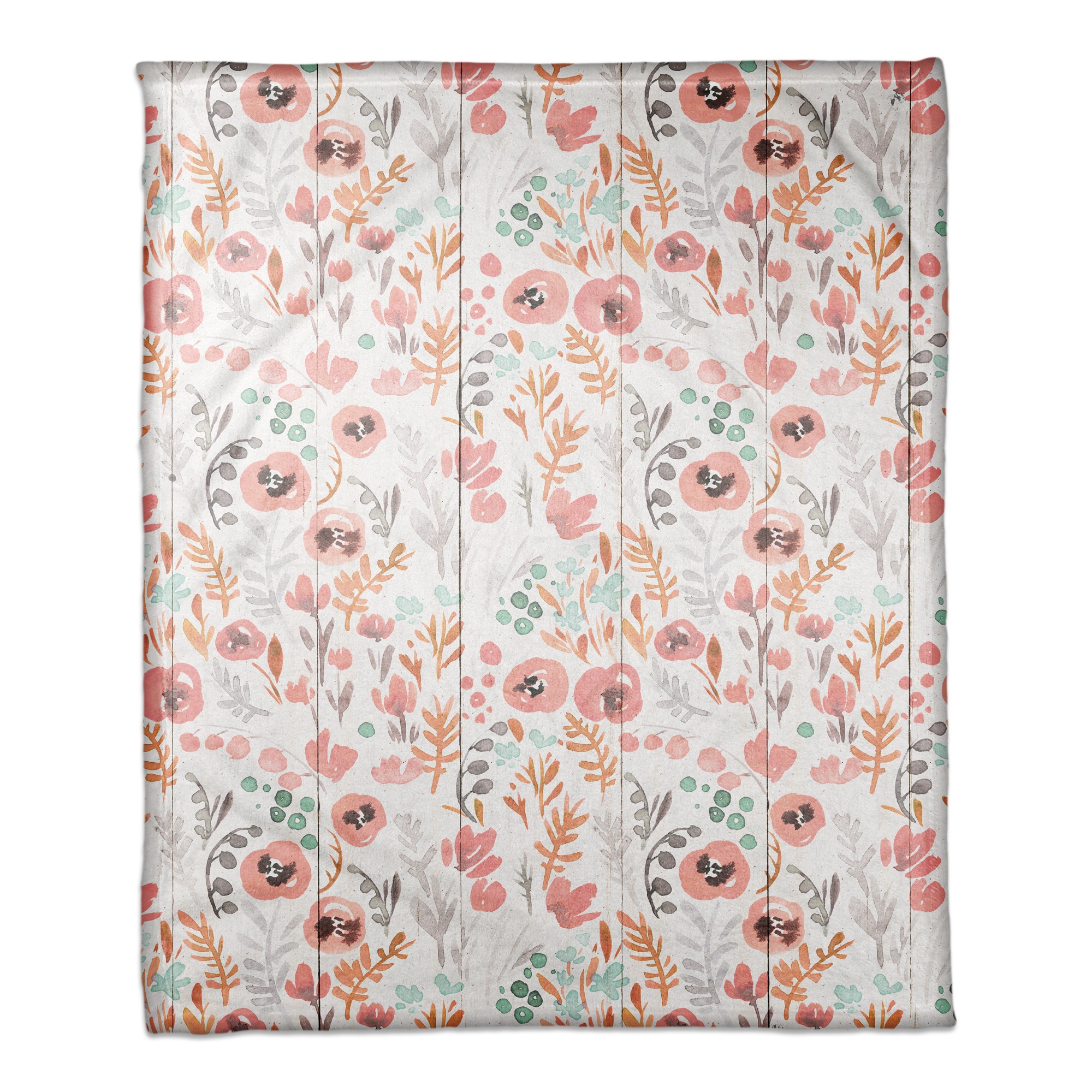 Pink Floral Barnwood 50x60 Coral Fleece Blanket