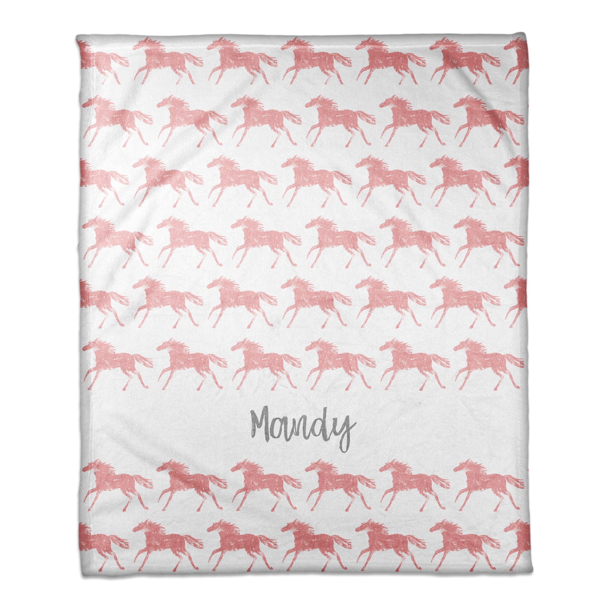 Galloping Pink Horses 50x60 Personalized Coral Fleece Blanket
