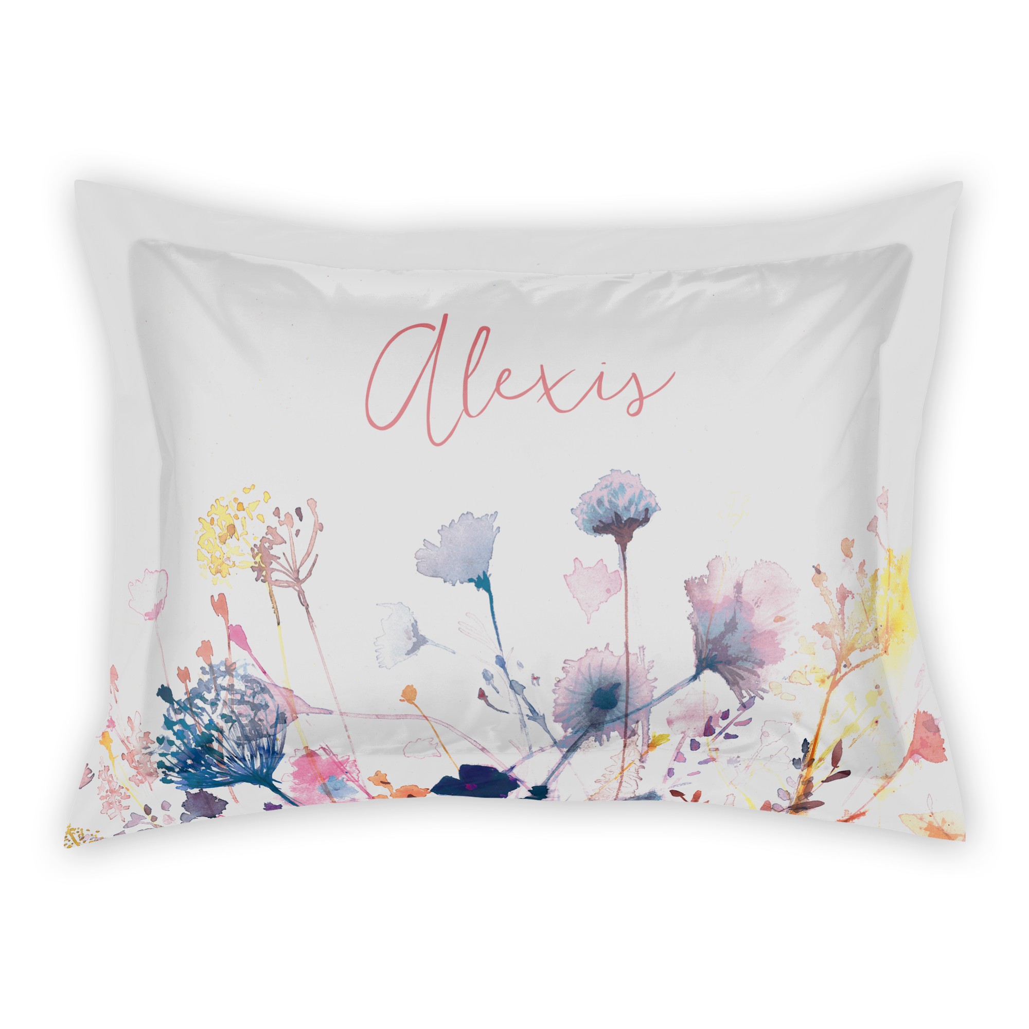 Watercolor Florals Standard Personalized Brushed Poly Sham
