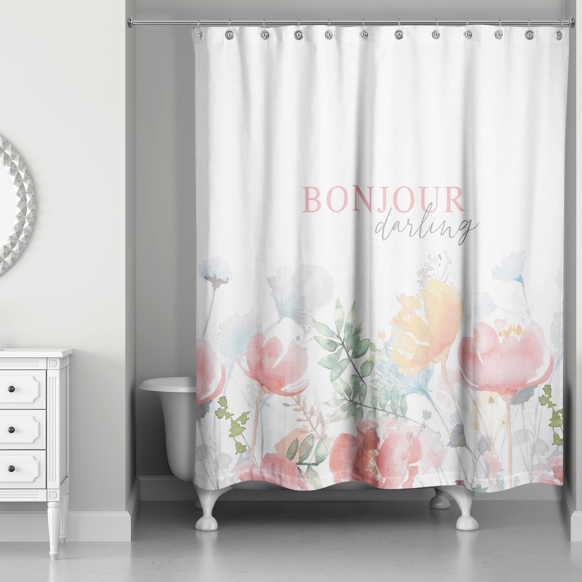 Bonjour Darling 71x74 Shower Curtain