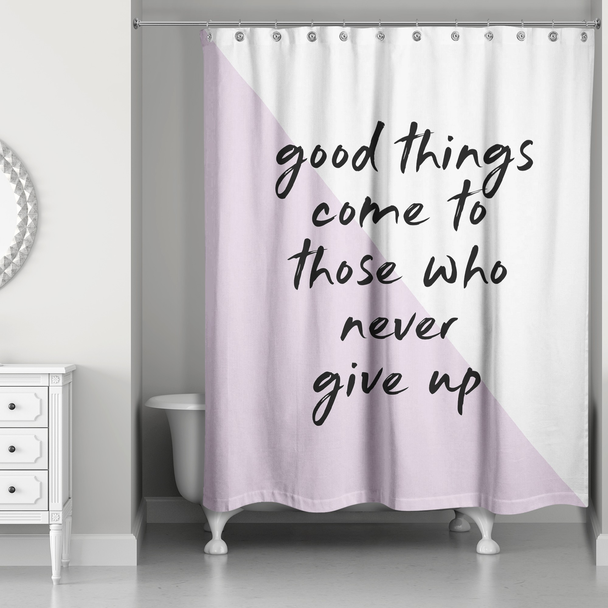 Never Give Up 71x74 Shower Curtain