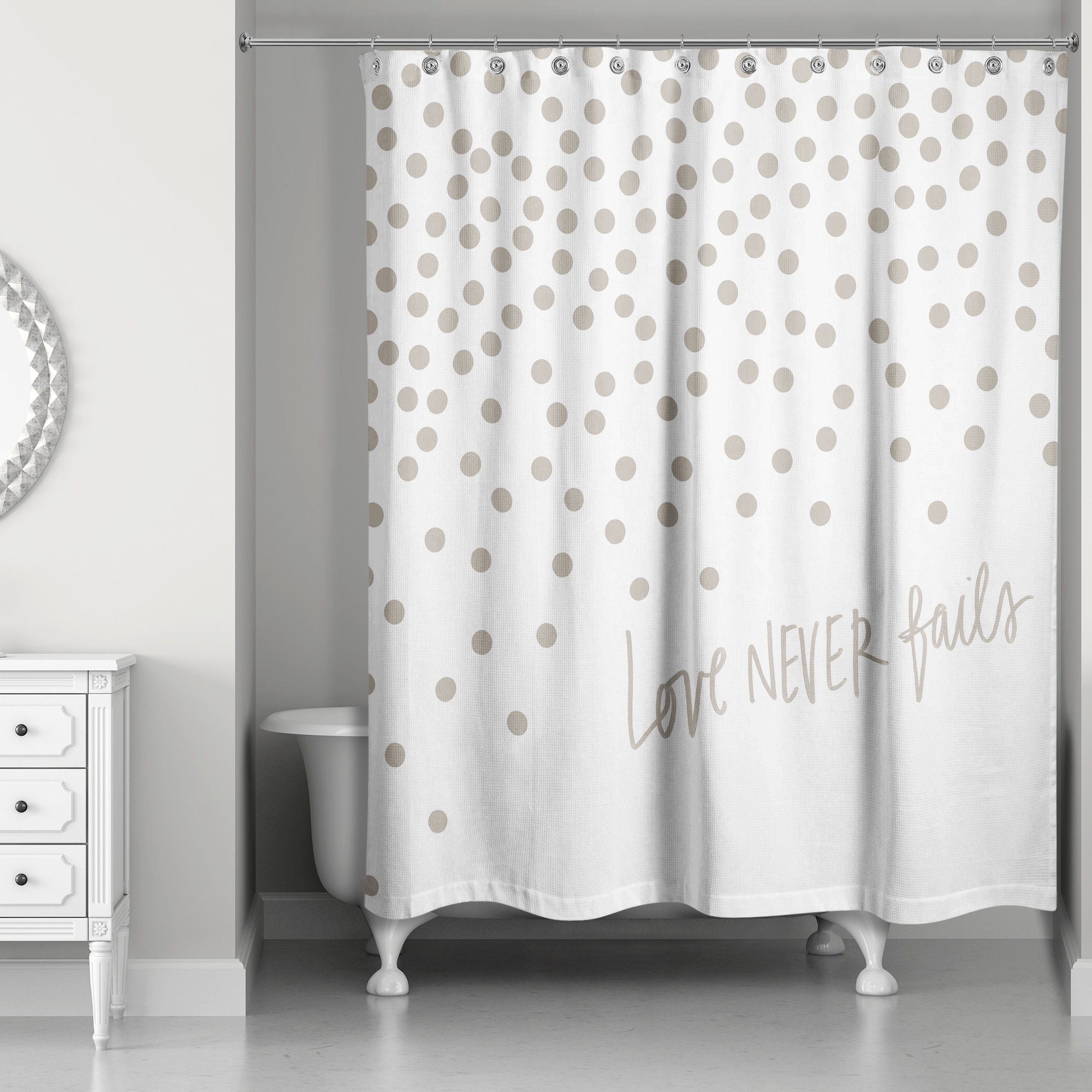 Love Never Fails 71x74 Shower Curtain
