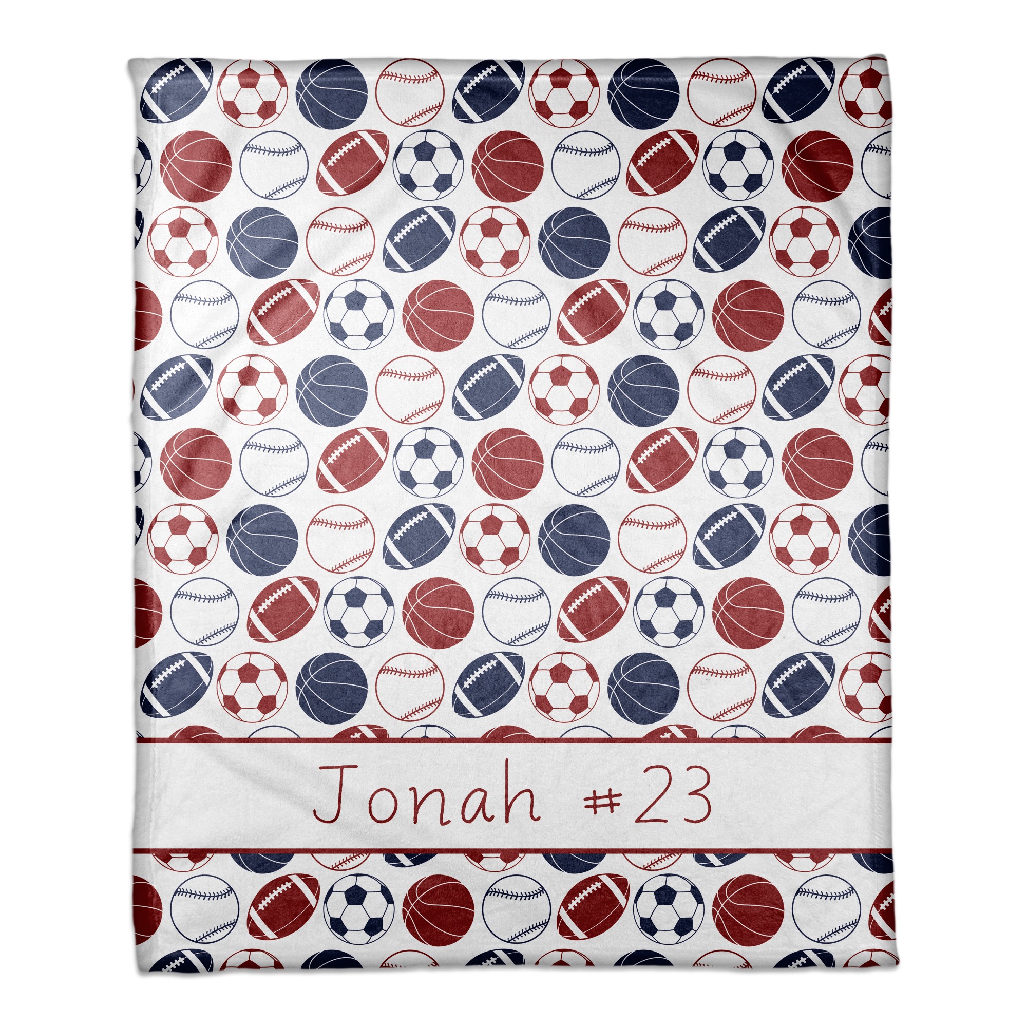 Sports Ball Pattern 50x60 Personalized Coral Fleece Blanket