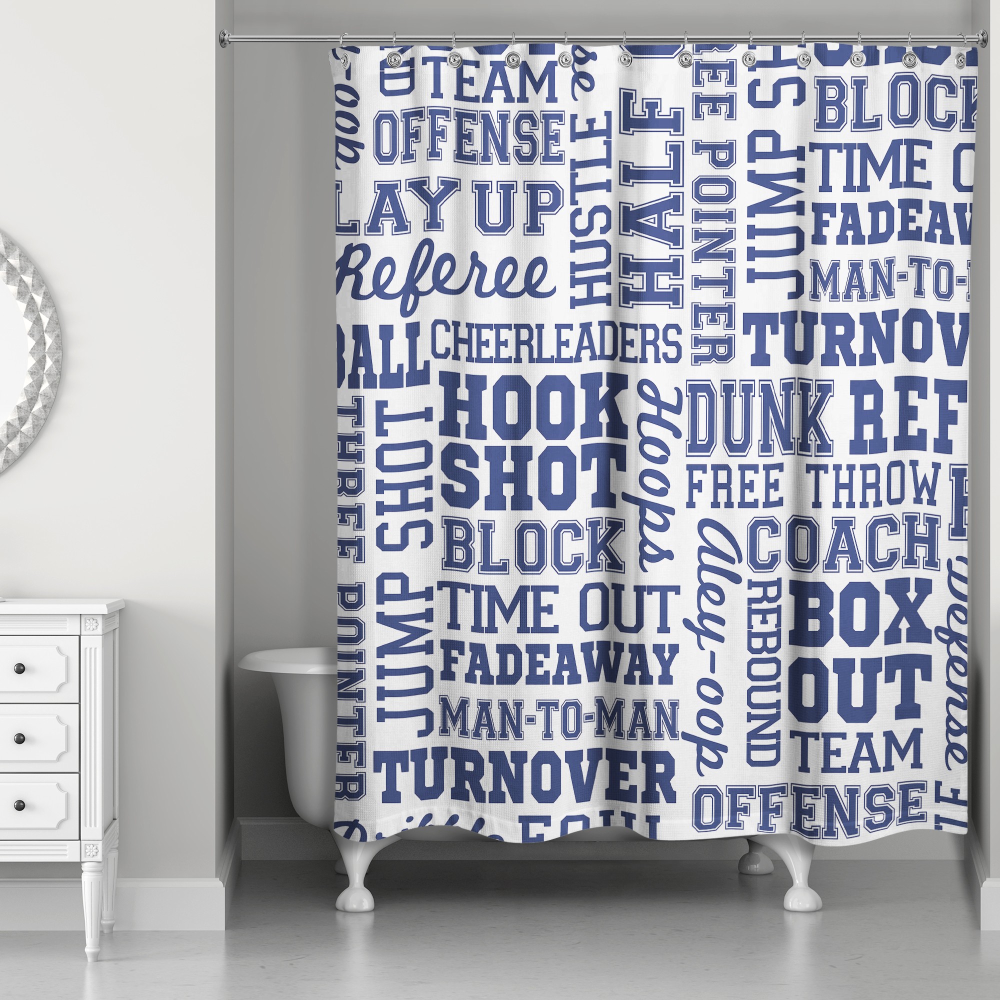 Basketball Words 71x74 Shower Curtain