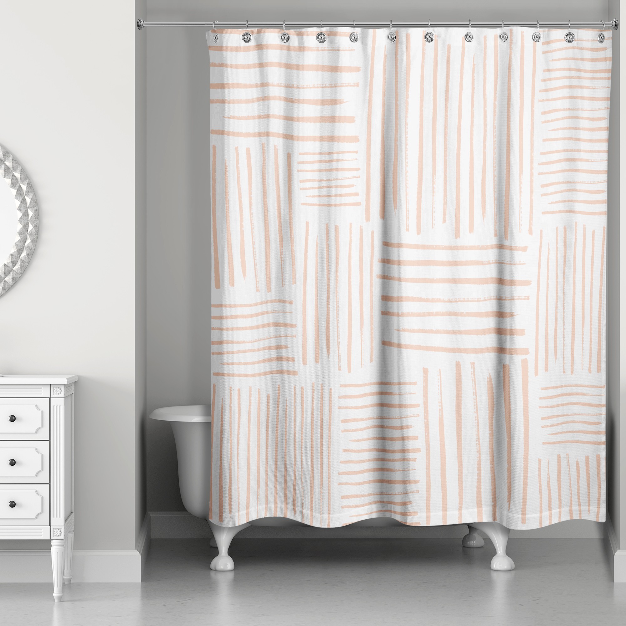 Orange Crosshatch 71x74 Shower Curtain