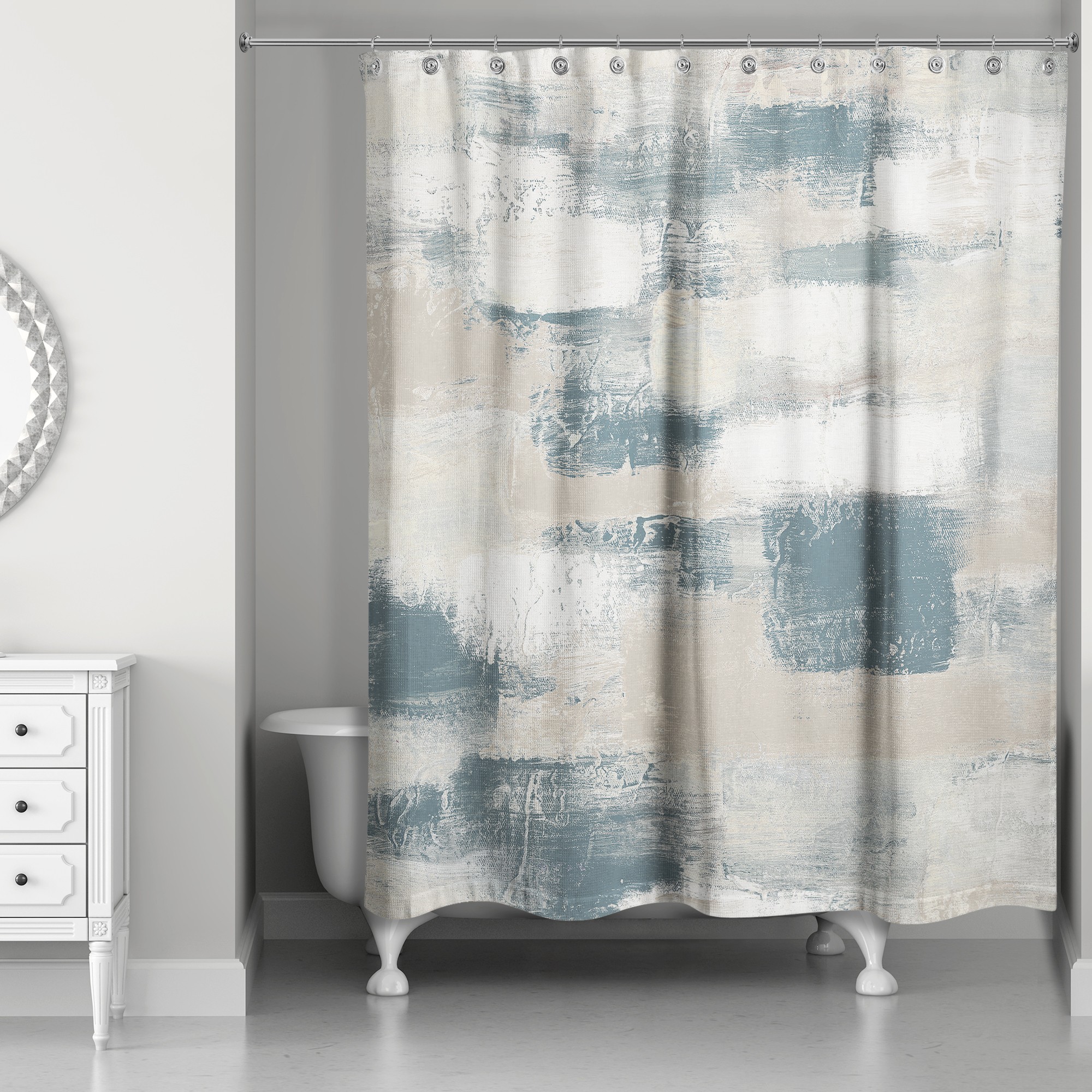 Neutral Brush Strokes 71x74 Shower Curtain