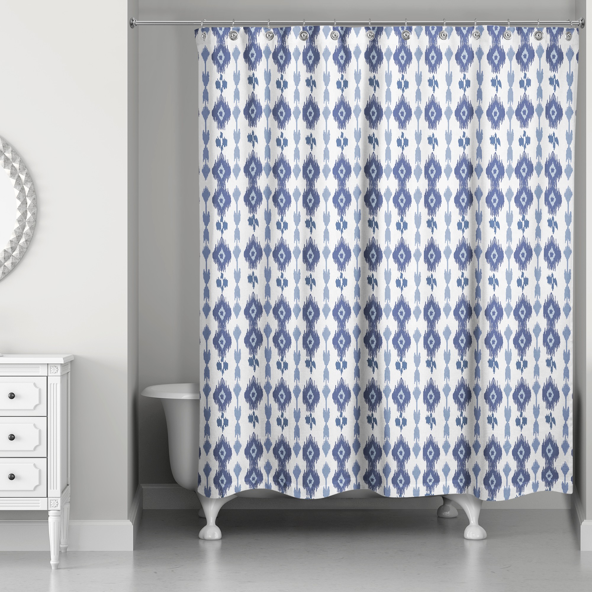 Navy Southwest Ikat 71x74 Shower Curtain