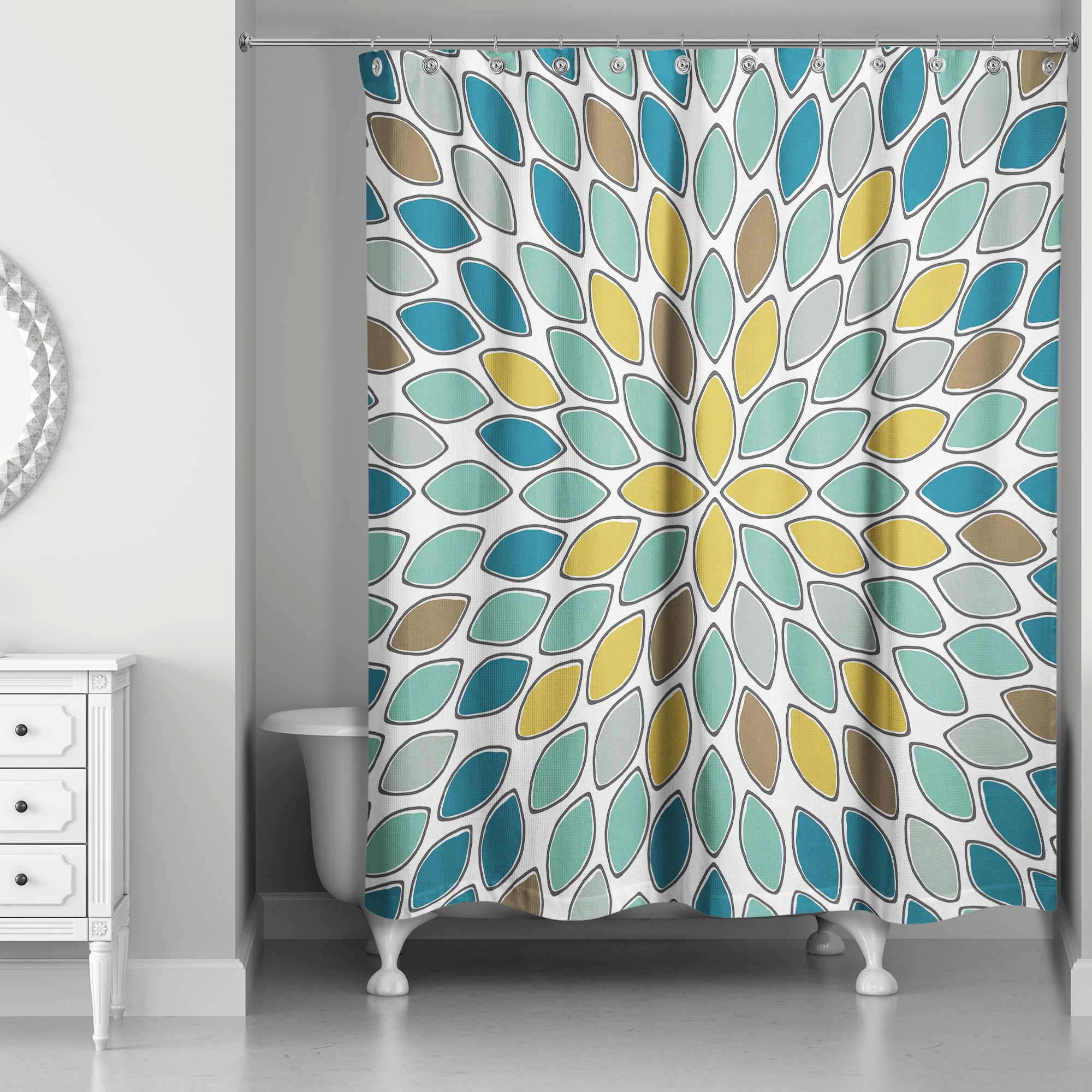 Neutral Petals 71x74 Shower Curtain