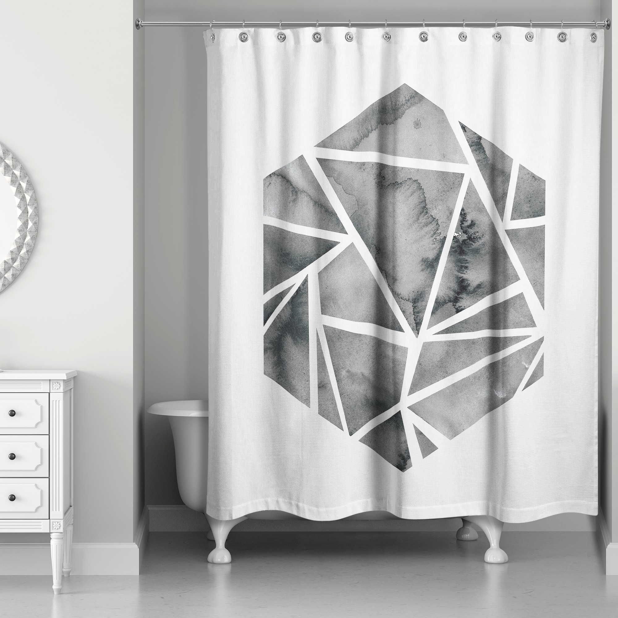 Shattered Hexagon 71x74 Shower Curtain
