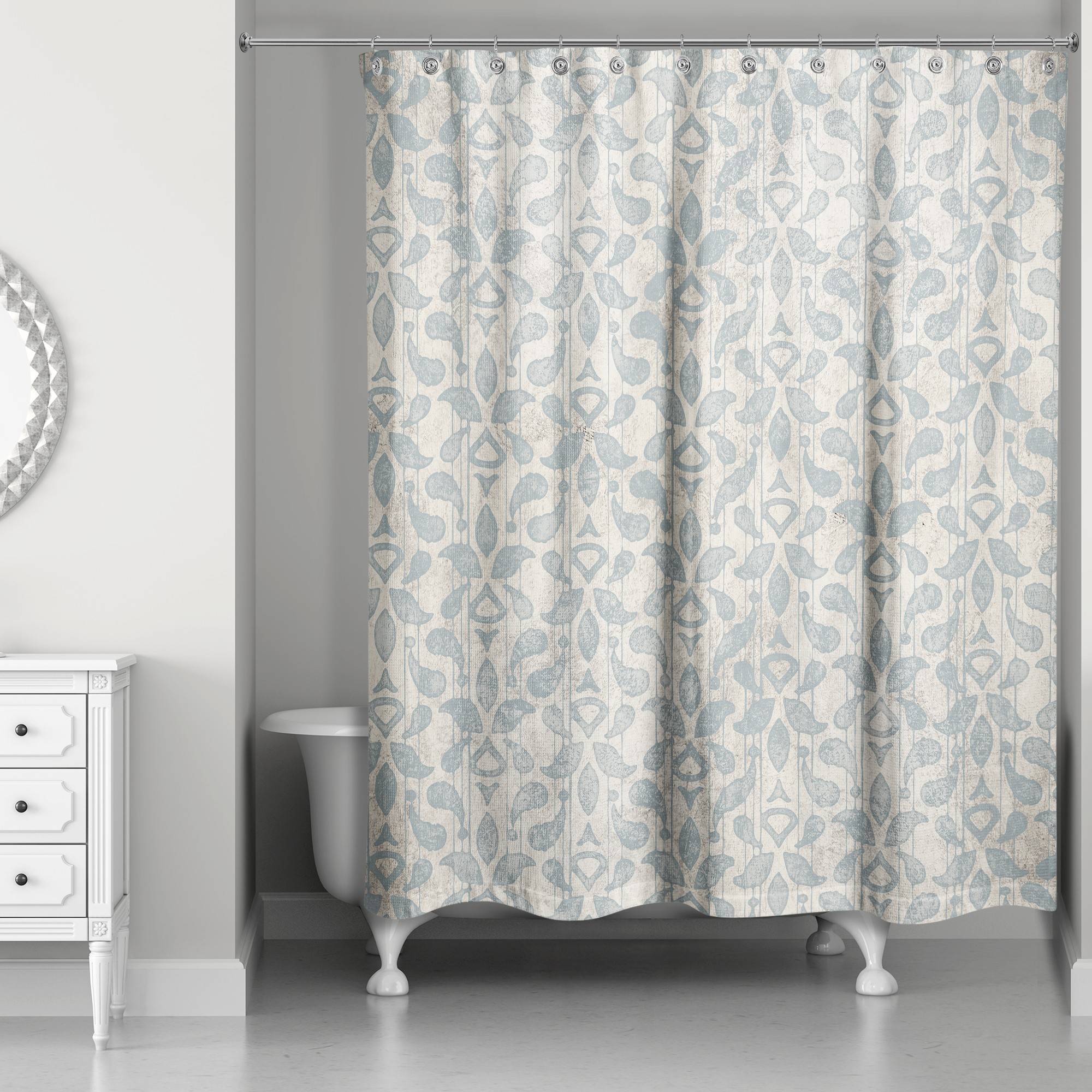 Soft Blue Damask 71x74 Shower Curtain