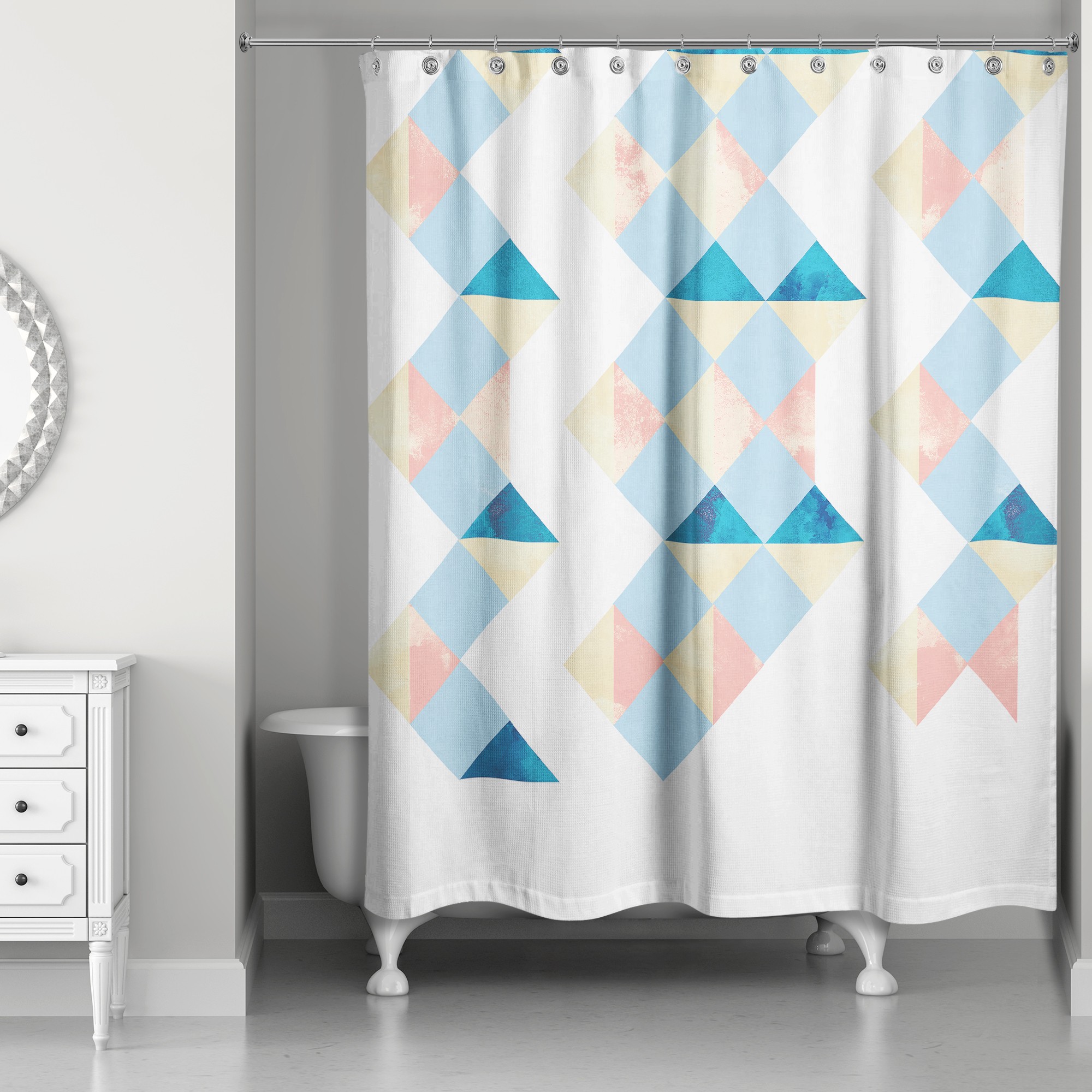 Zig Zag Squares 71x74 Shower Curtain