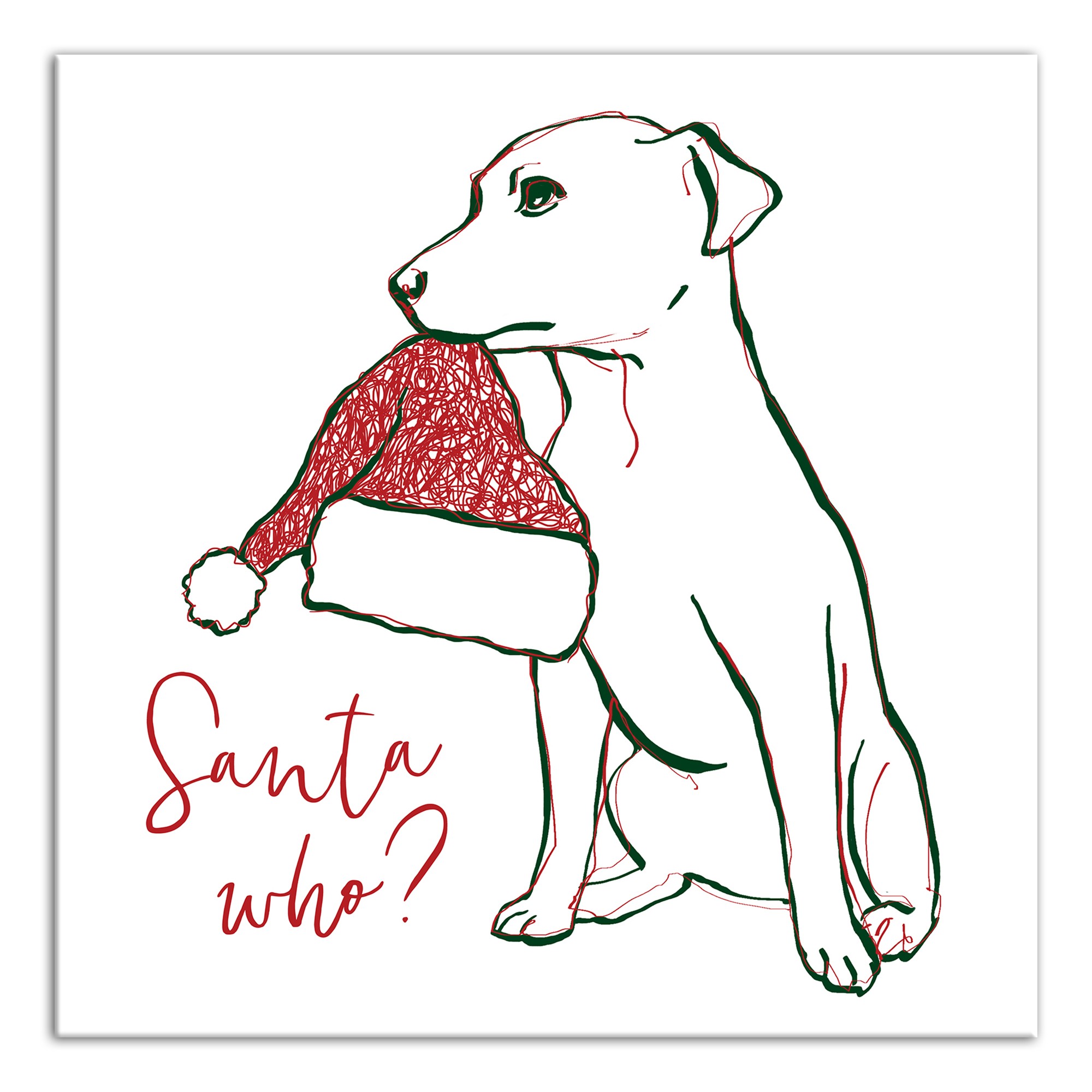 Santa Who Pup 12x12 Canvas Wall Art
