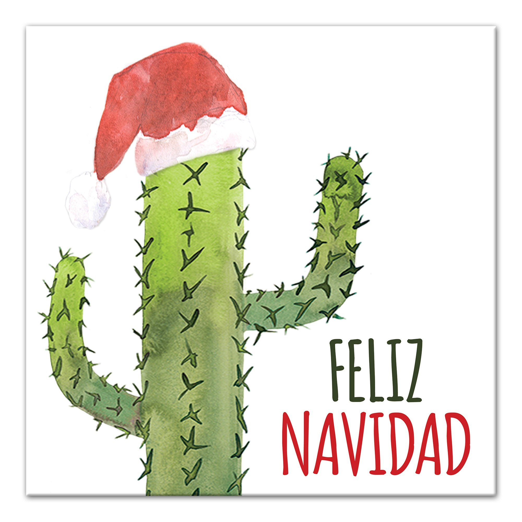 Feliz Navidad Cactus 12x12 Canvas Wall Art