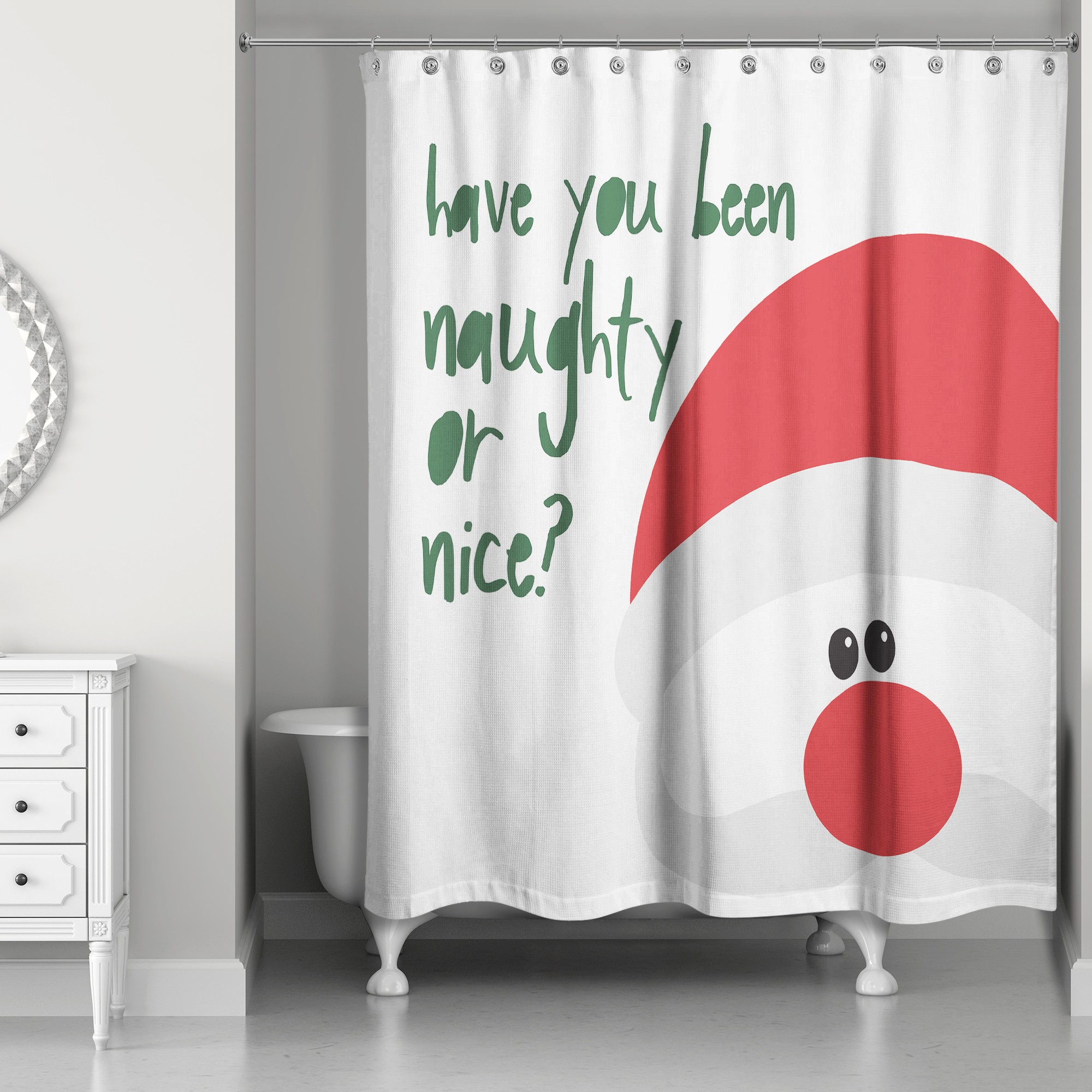 Santa Naughty or Nice 71x74 Shower Curtain