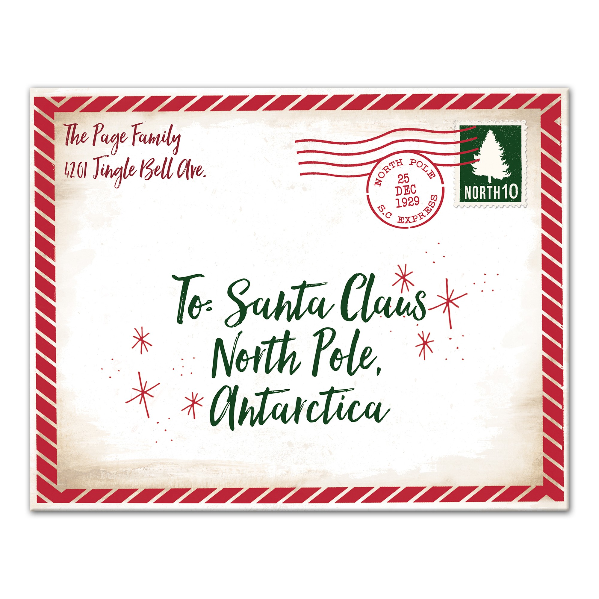 Dear Santa Envelope  11x14 Personalized Canvas Wall Art
