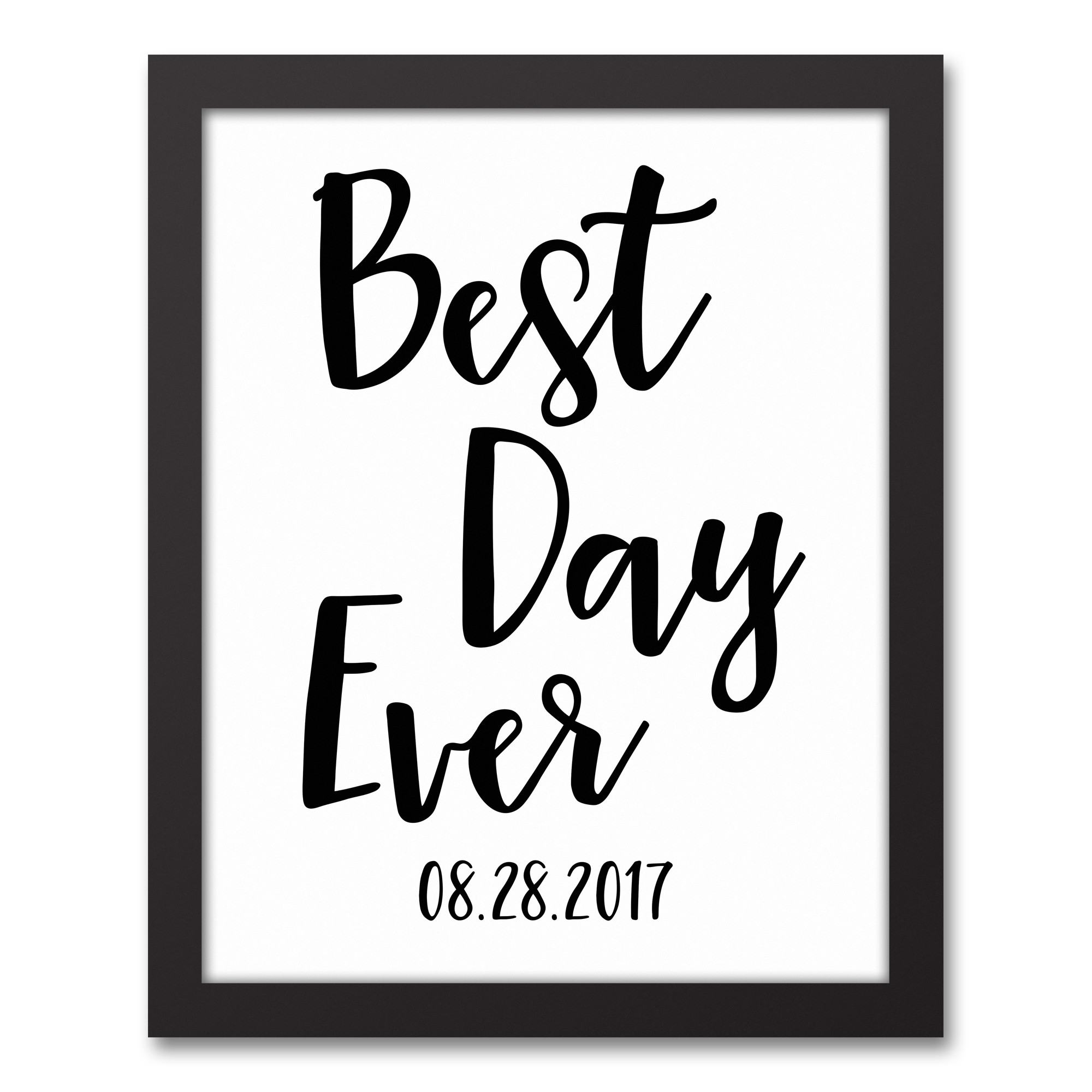 Best Day Ever with Date 11x14 Personalized Black Framed Canvas