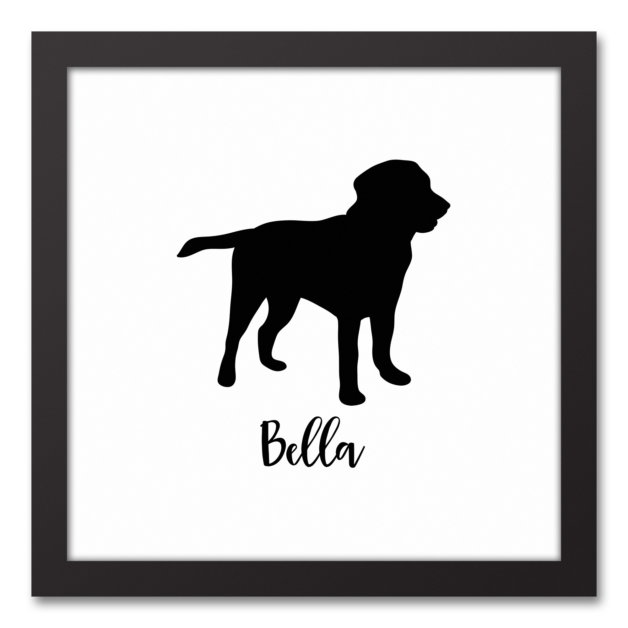Lab Silhouette Script  12x12 Personalized Black Framed Canvas
