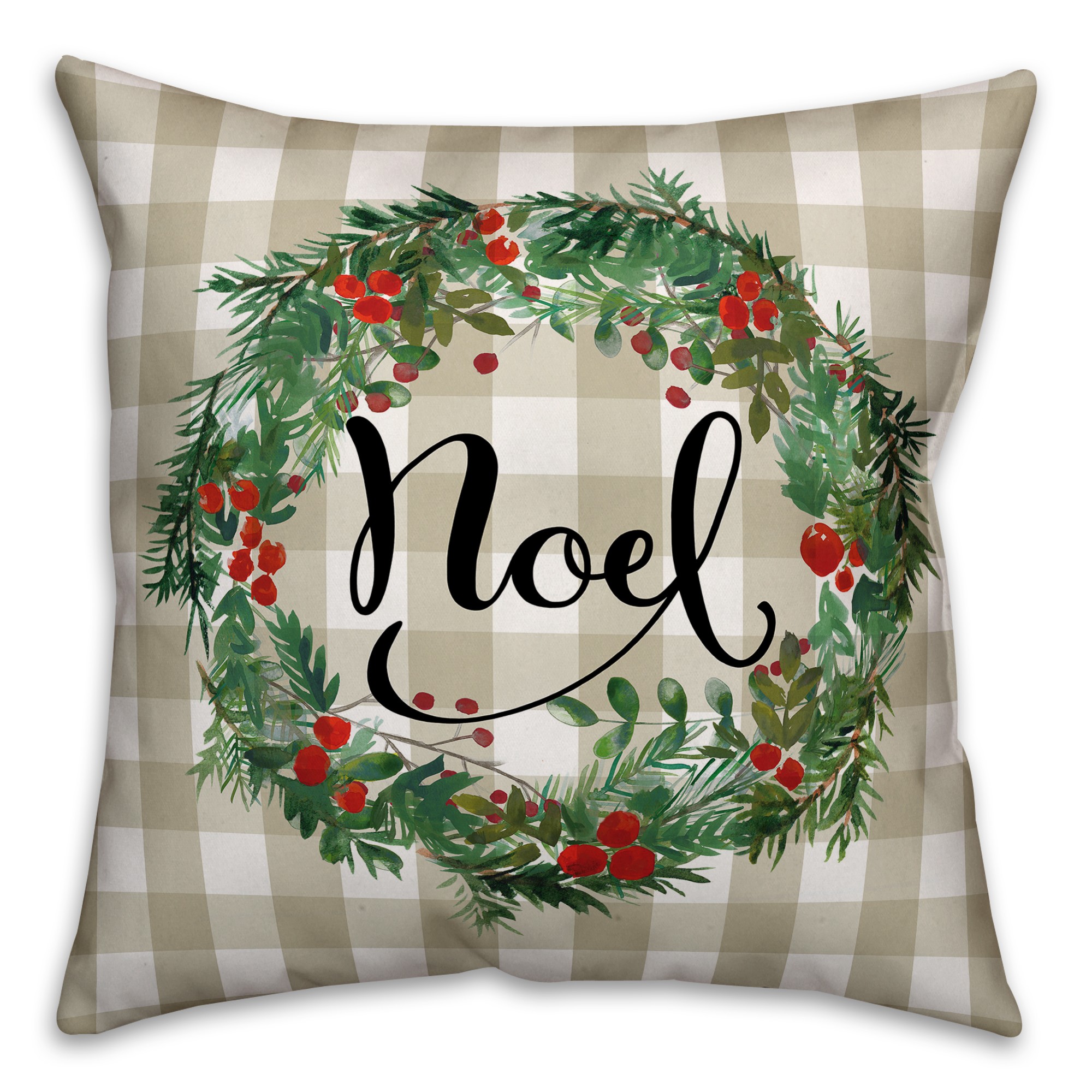 Noel Wreath 18x18 Spun Poly Pillow
