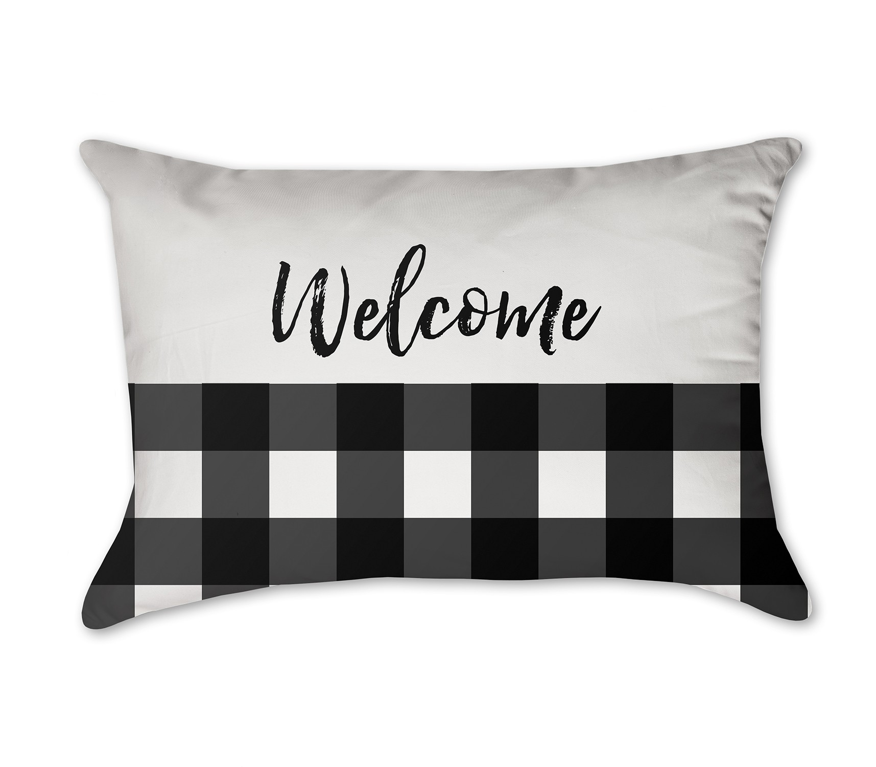 Welcome Black Buffalo Check 14x20 Spun Poly Pillow