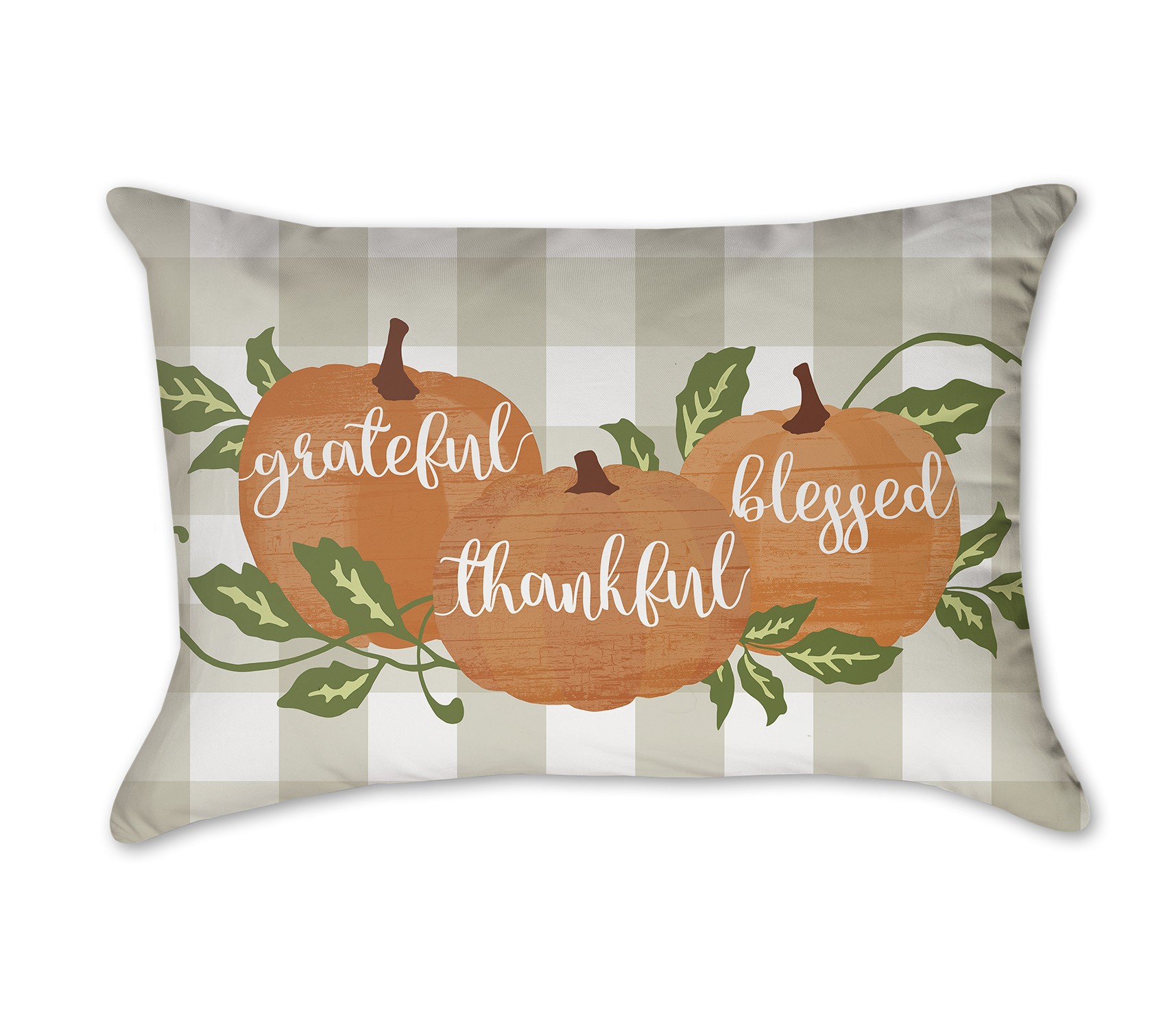 Grateful Thankful Blessed Buffalo Check 14x20 Spun Poly Pillow