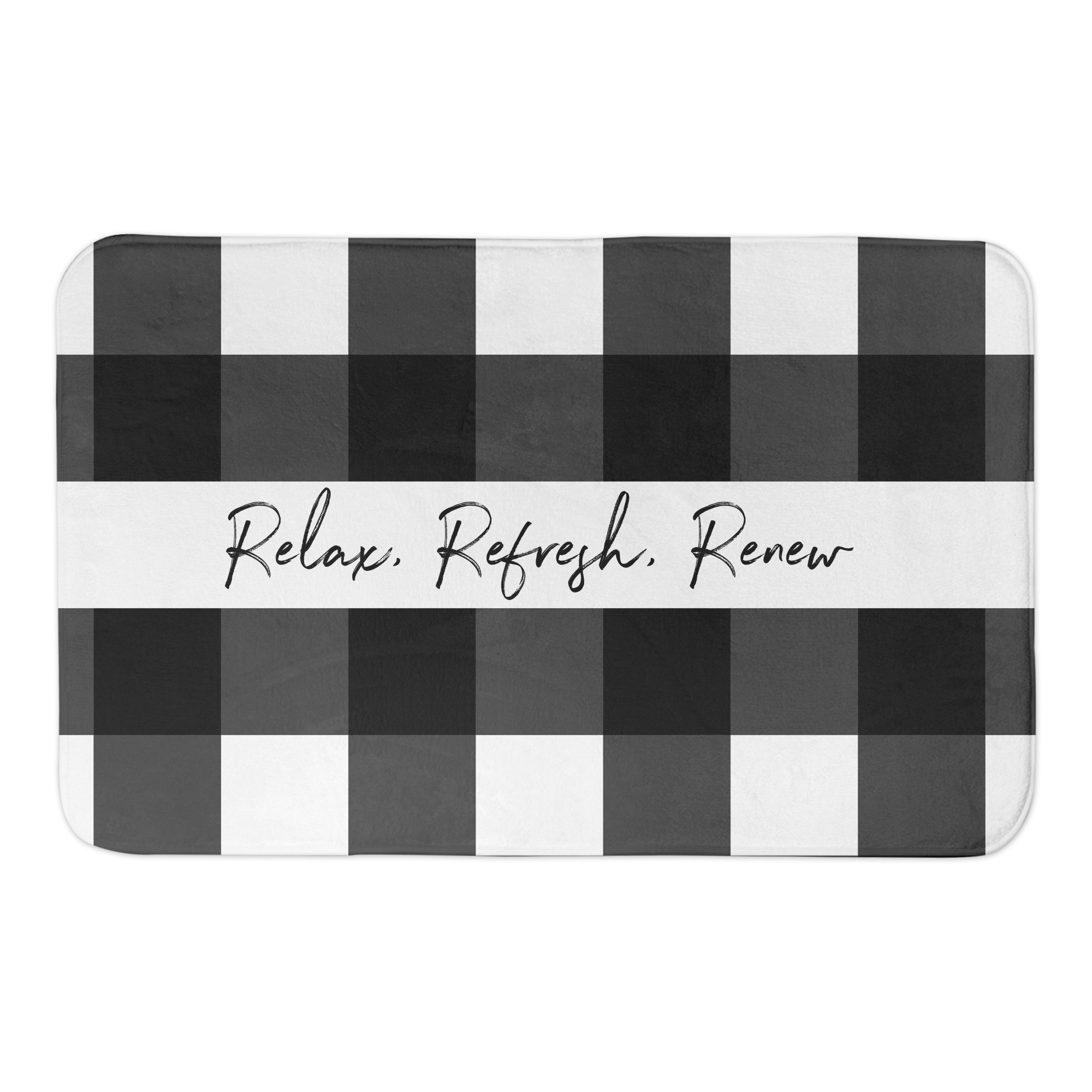 Gingham Relax Refresh Renew 34x21 Bath Mat