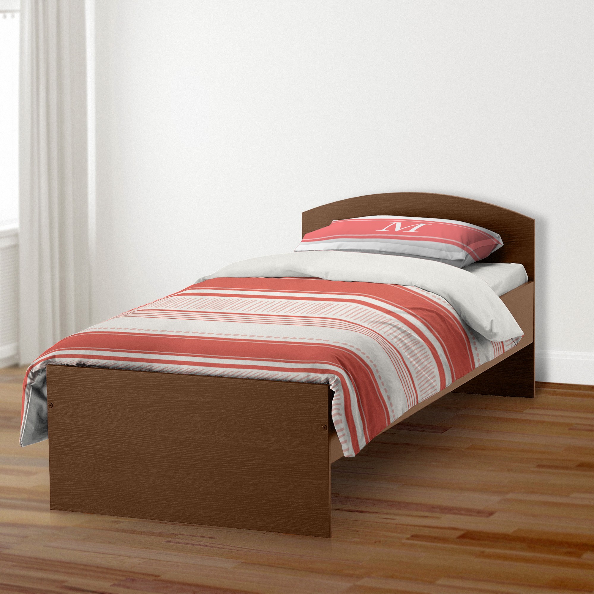 Coral Dots and Stripes Duvet