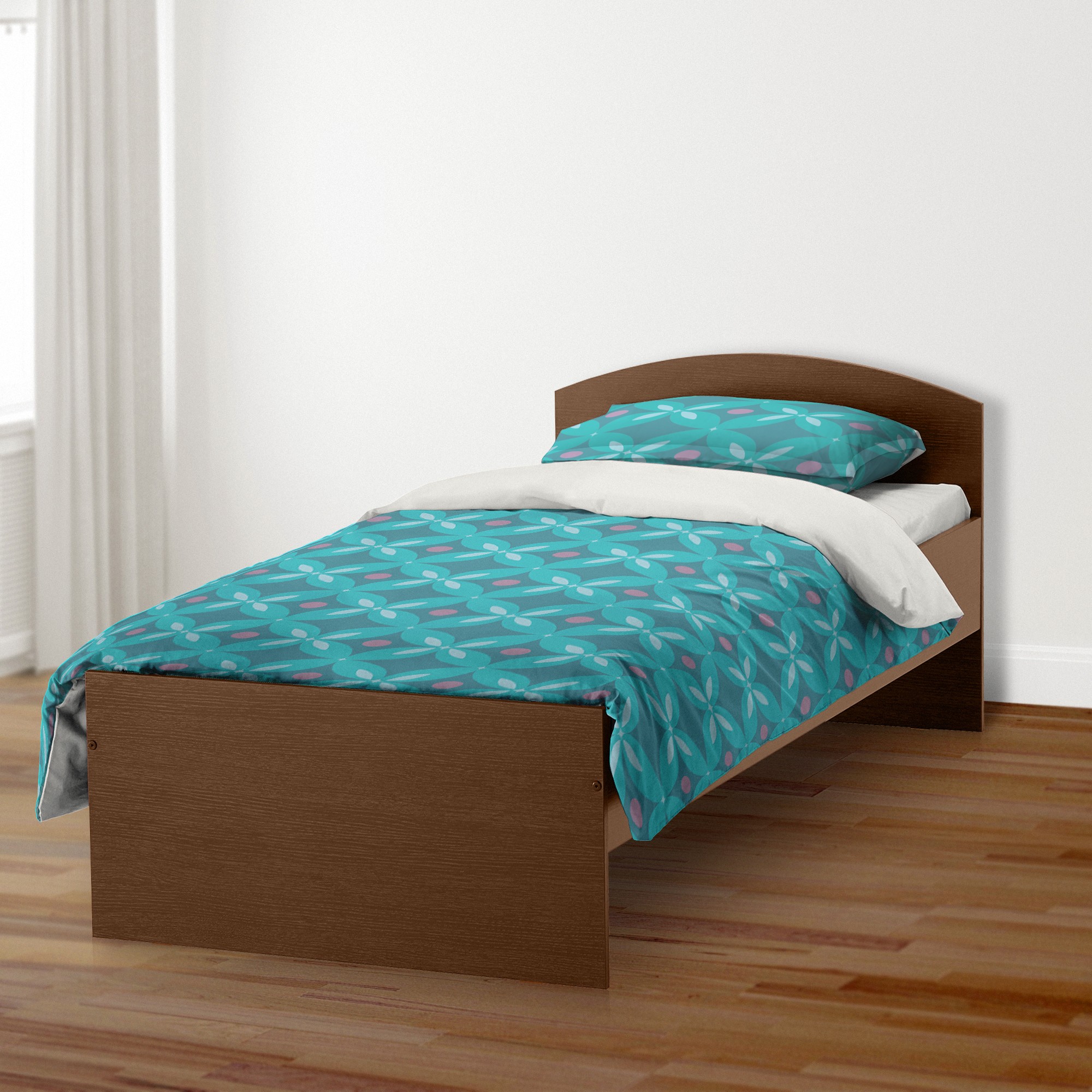 Teal Abstract Quatrefoil Duvet