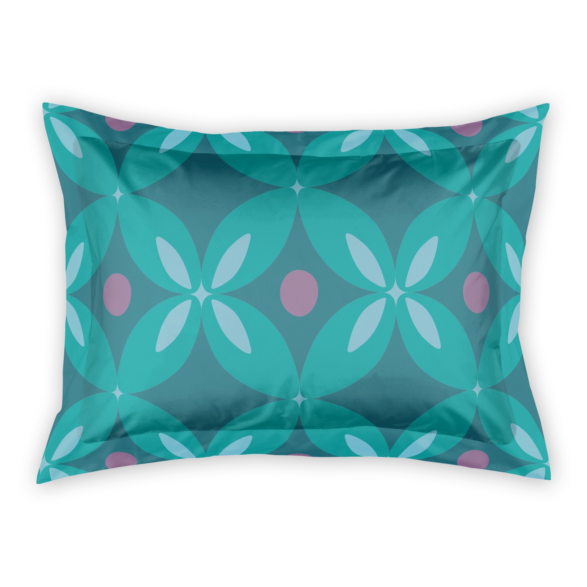 Teal Abstract Quatrefoil Sham