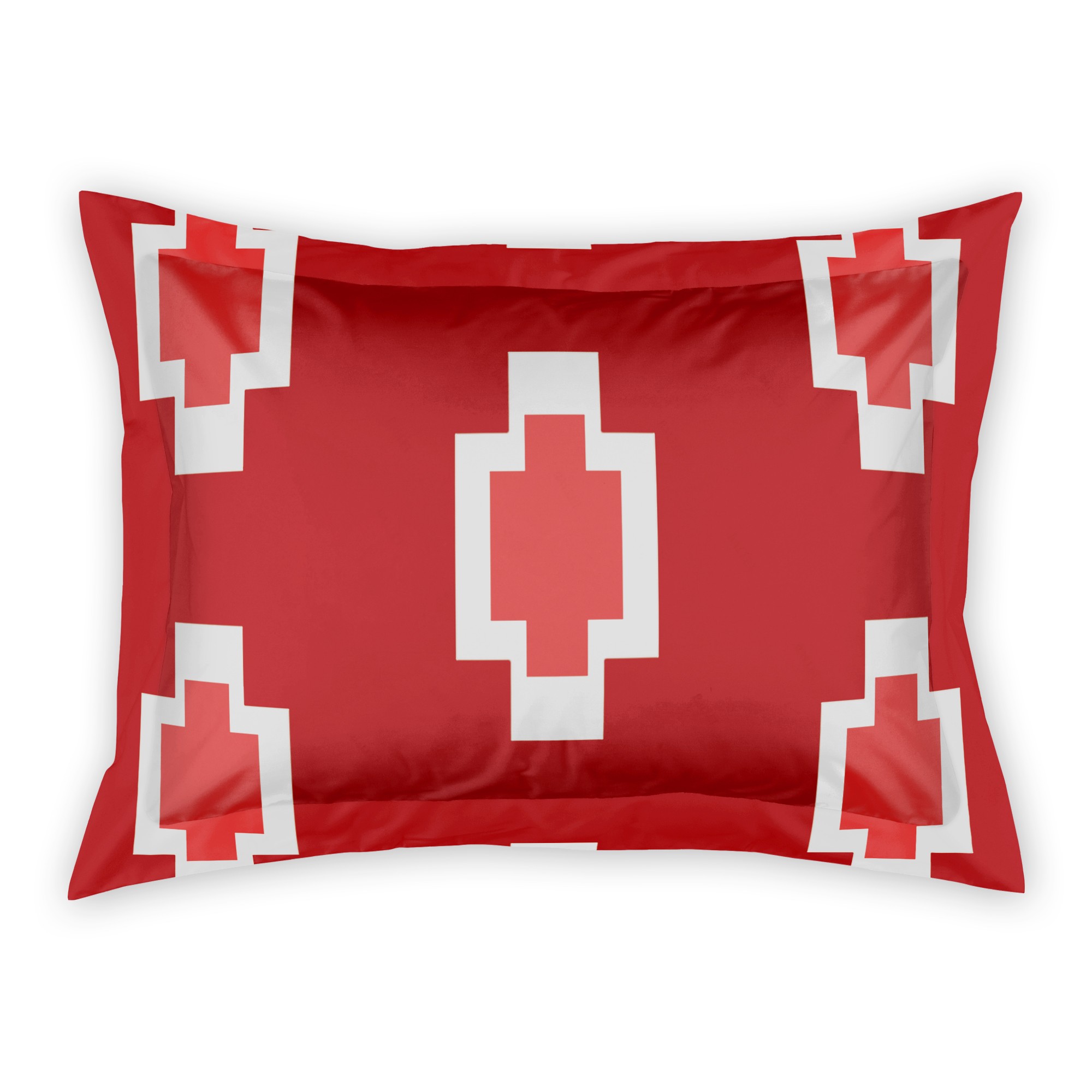 Red Tribal Block Pattern Sham