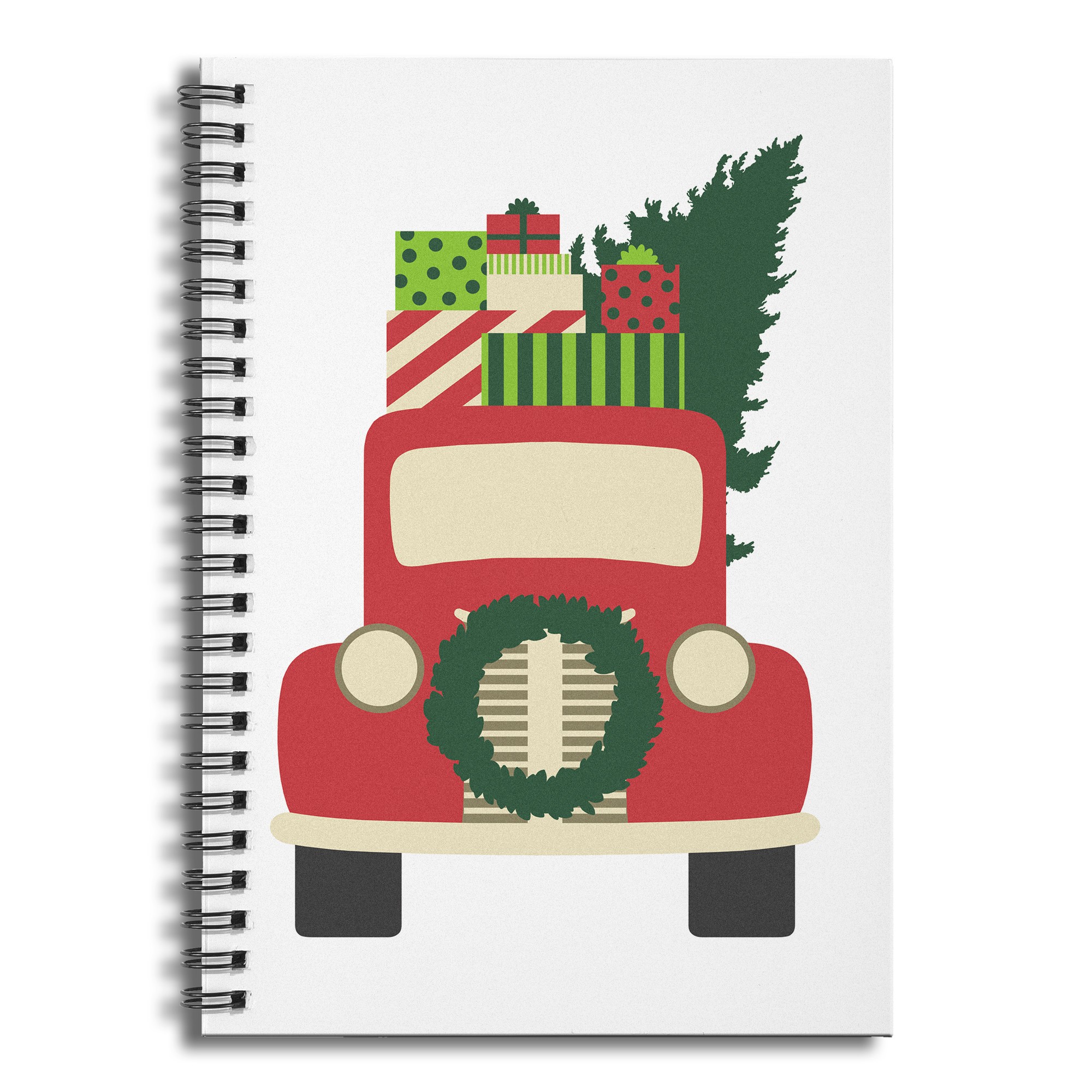 Vintage Christmas Truck 6x8 Ruled Spiral Notebook