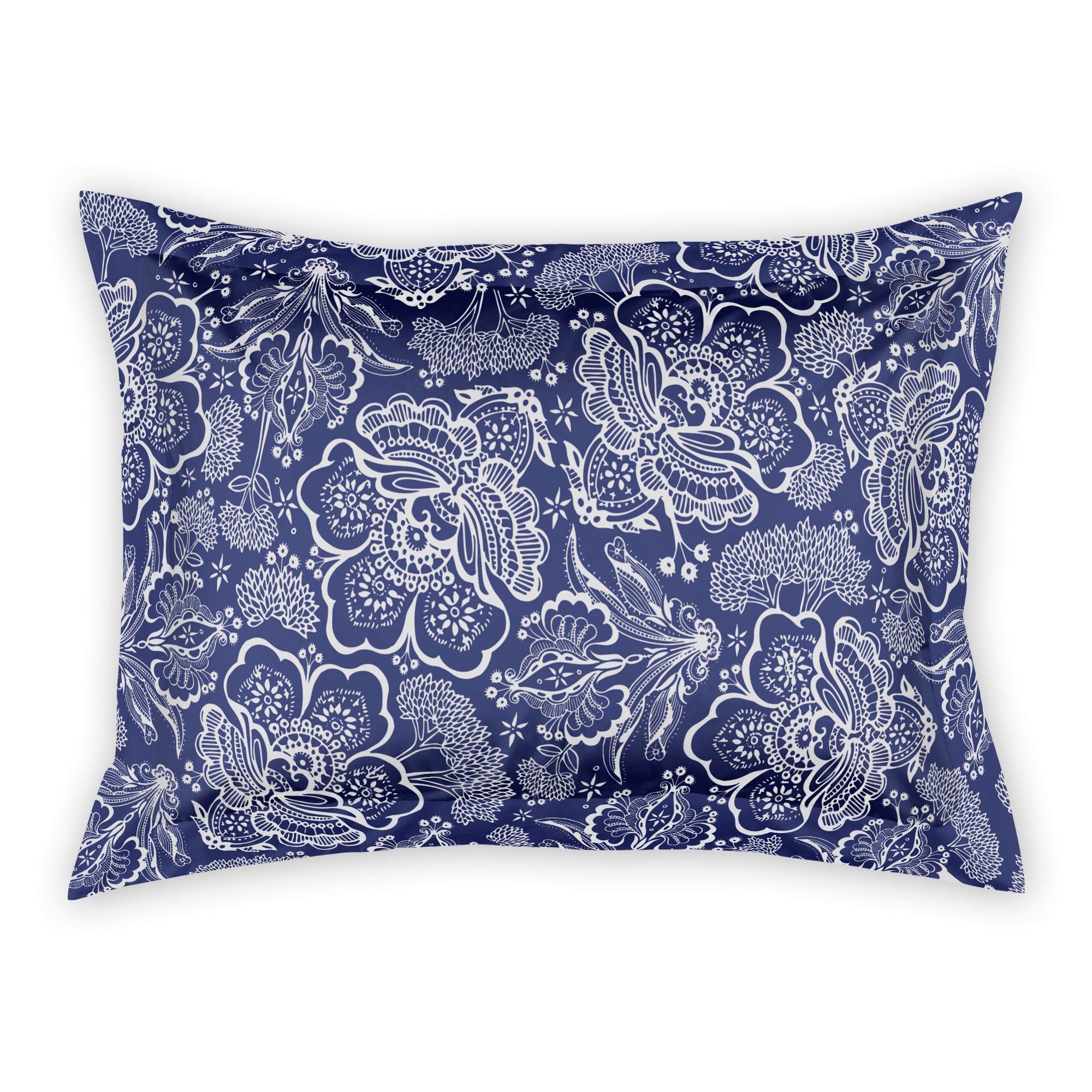 Blue Floral Lace Sham