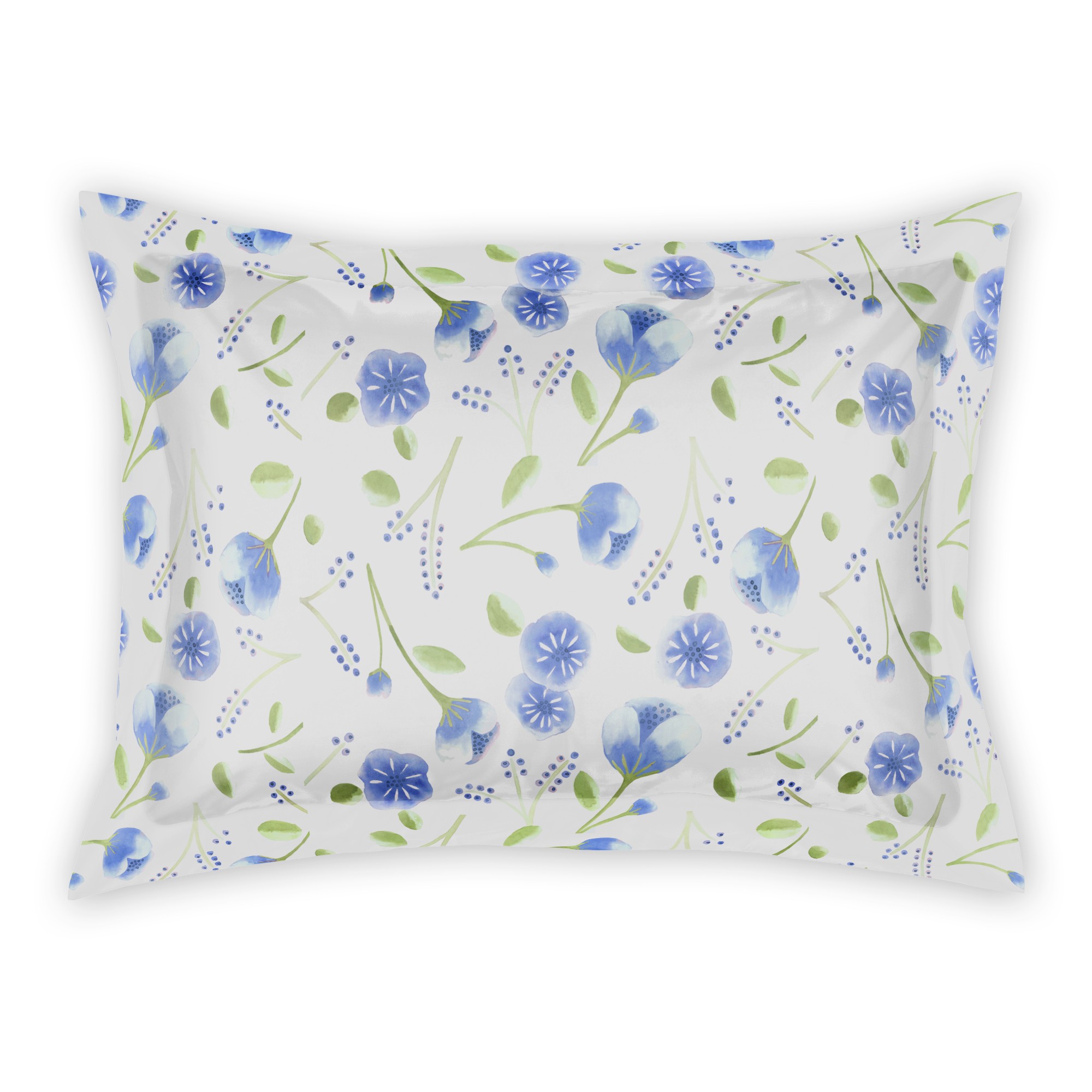 Blue Watercolor Florals Sham