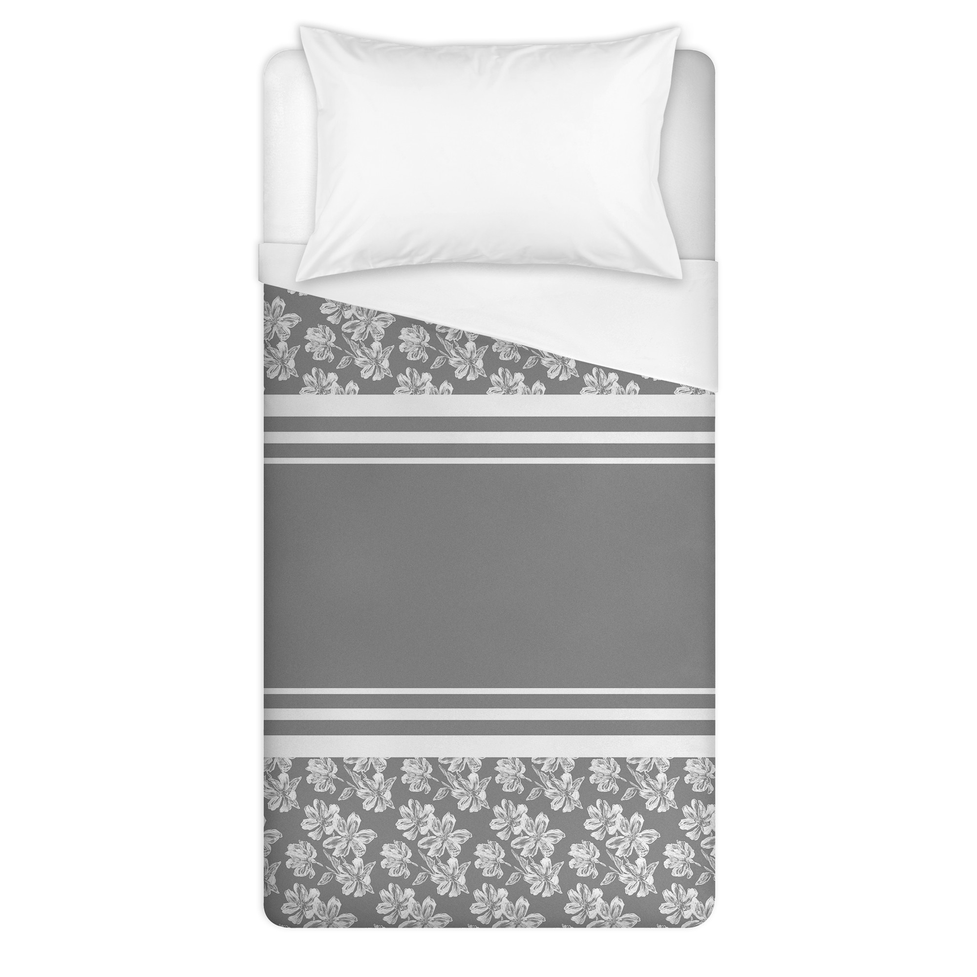 Sketched Gray Flowers Duvet