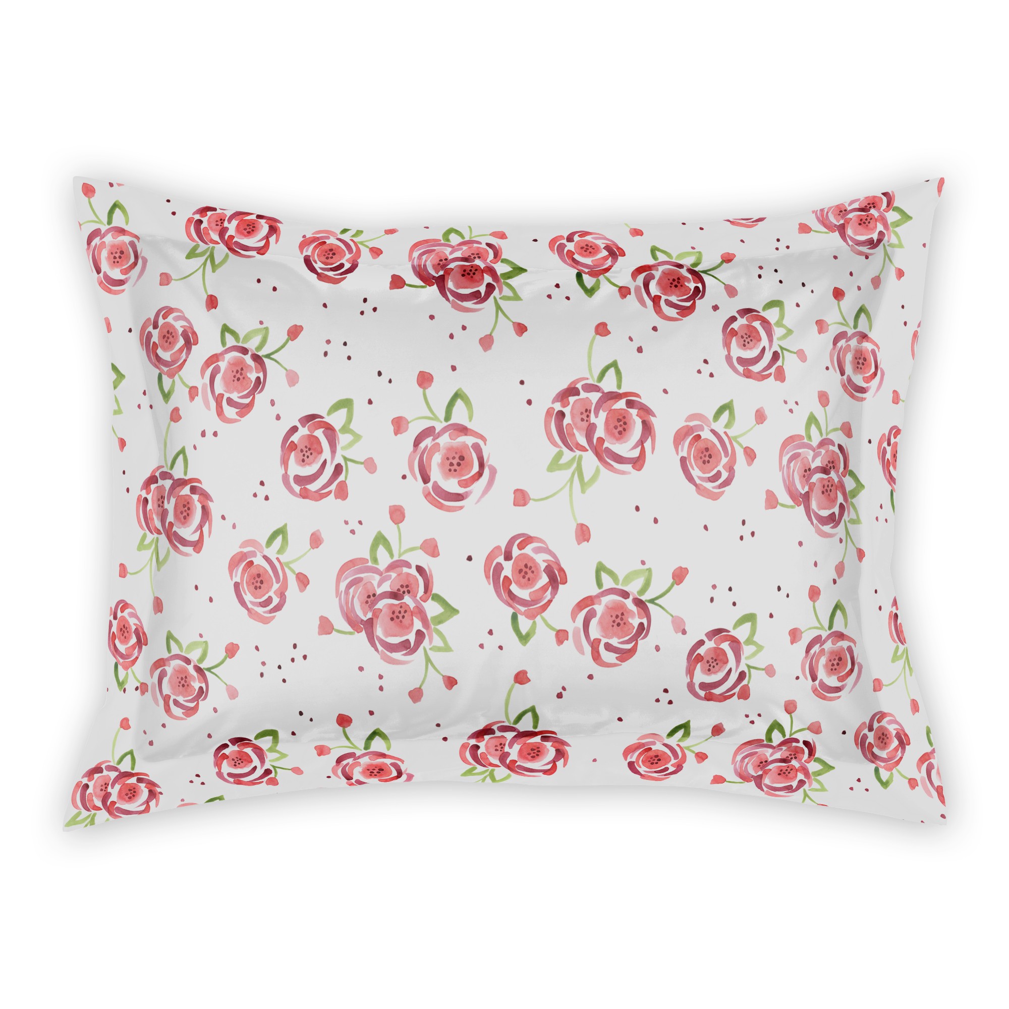 Pink Watercolor Roses Sham
