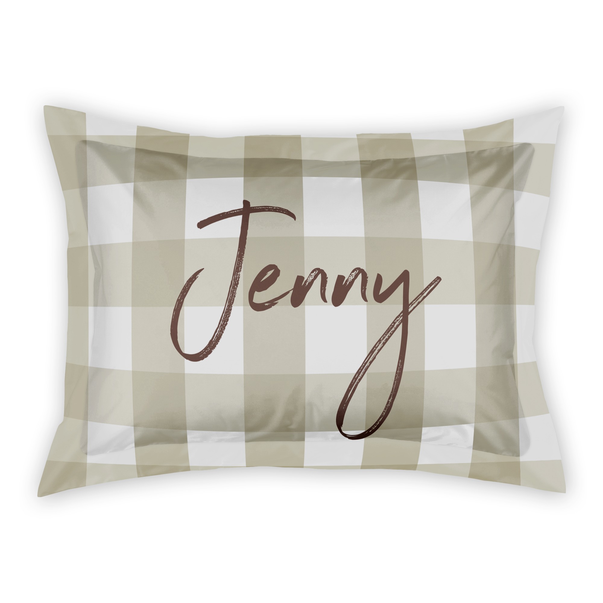 Tan Buffalo Check Standard Personalized Brushed Poly Sham