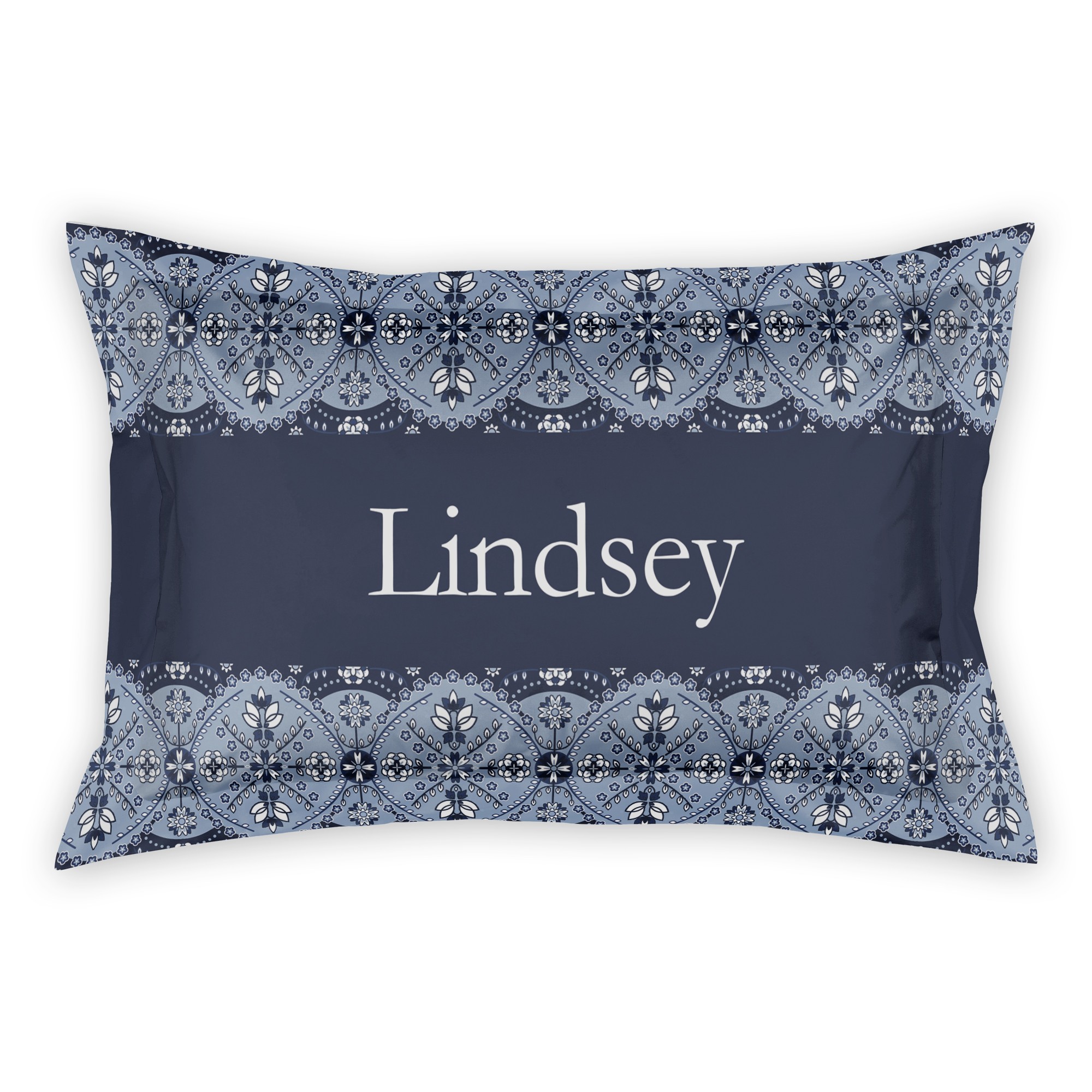 Blue Ornamental Pattern King Personalized Brushed Poly Sham