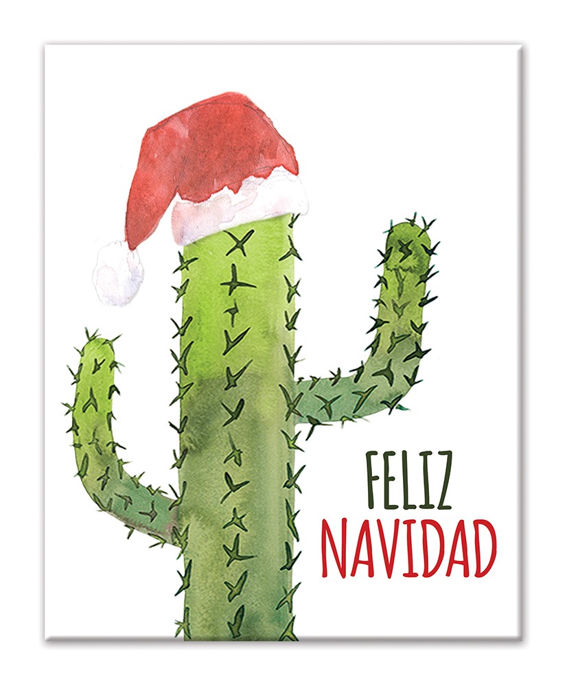Feliz Navidad Cactus 8x10 Tabletop Canvas