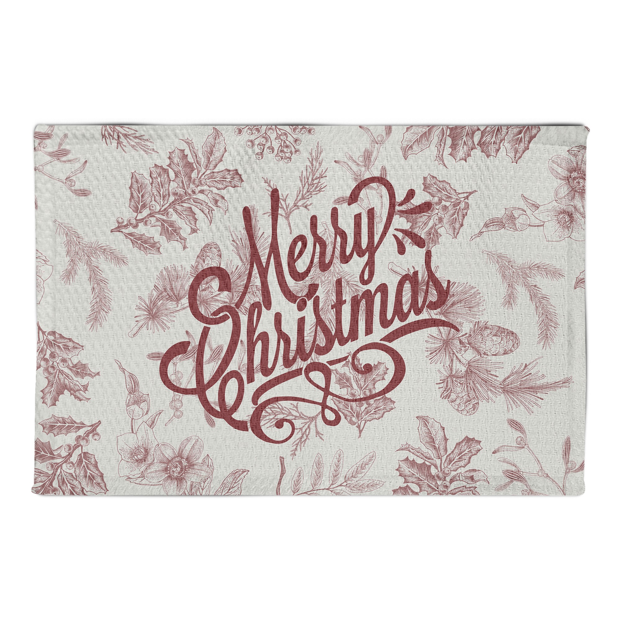 Merry Christmas Botanical 22.5x37 Area Rug