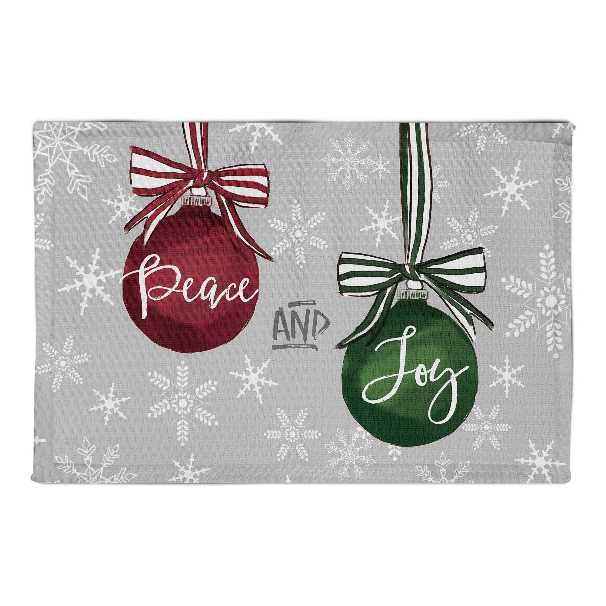 Peace and Joy Ornaments on Gray 22.5x37 Area Rug