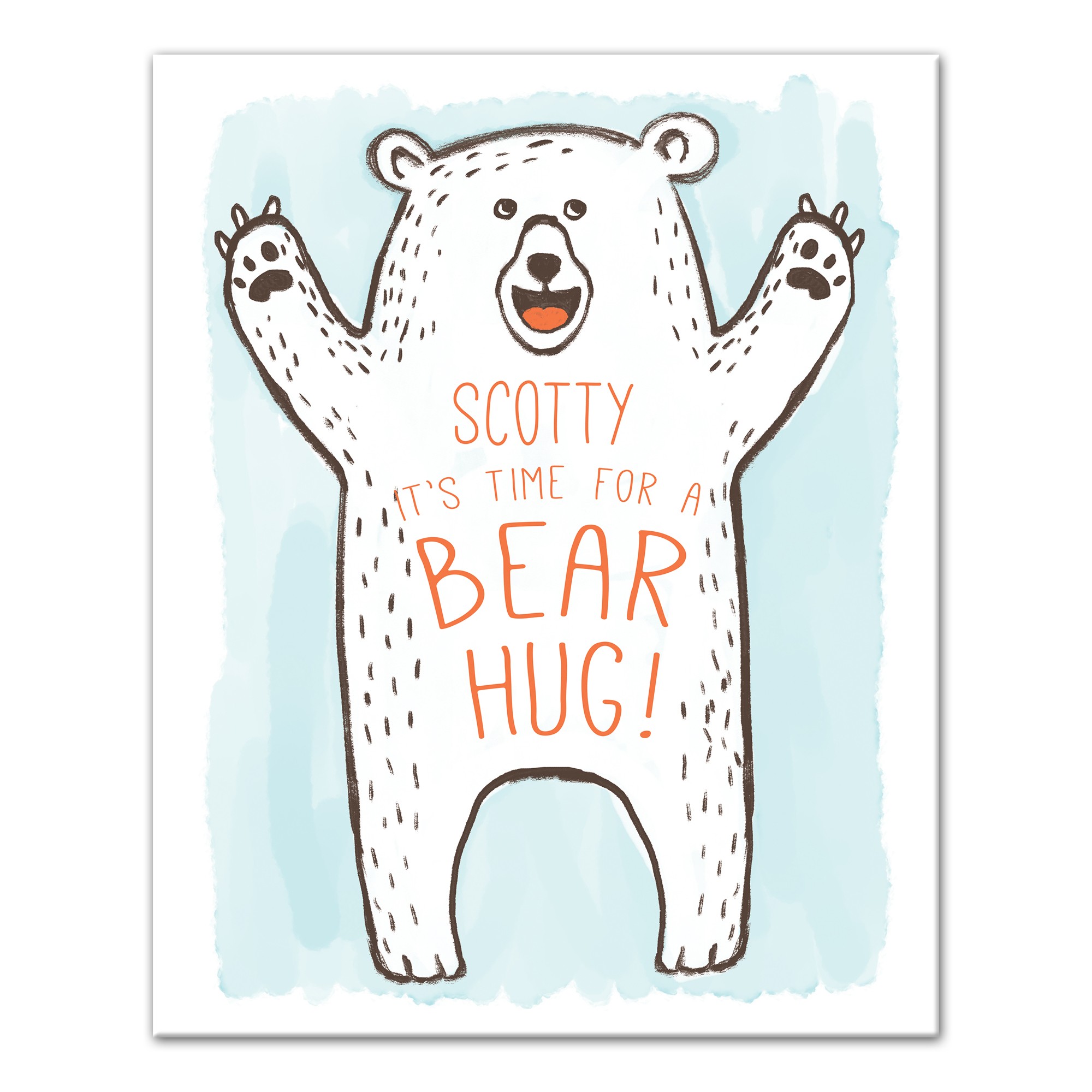Bear Hug 16x20 Personalized Canvas Wall Art