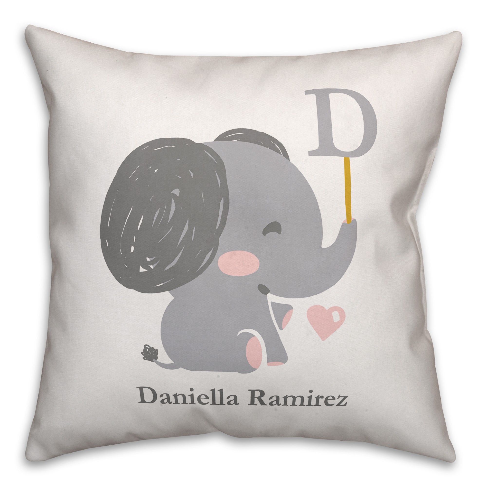 Baby Elephant  18x18 Personalized Spun Poly Pillow