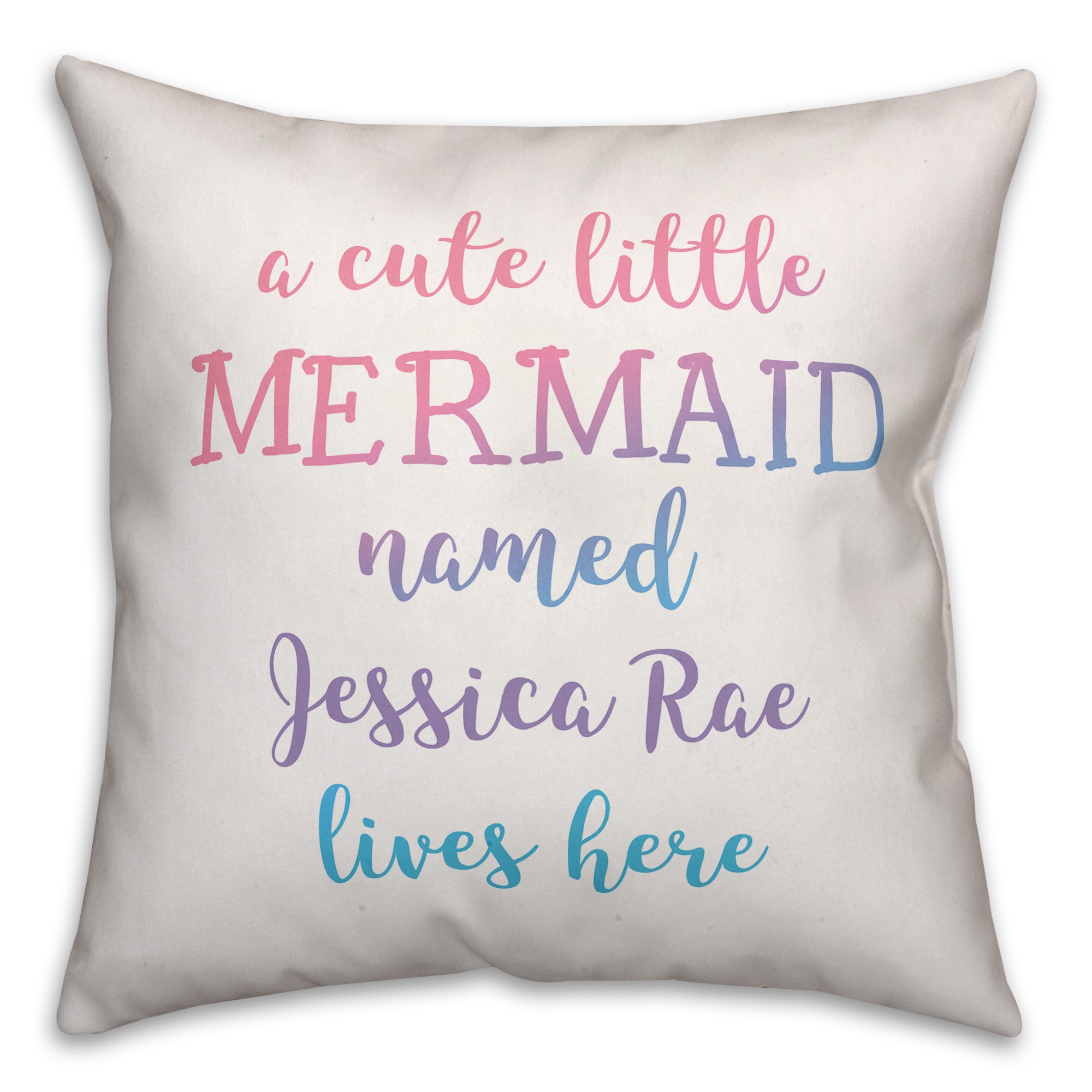Cute Little Mermaid  18x18 Personalized Spun Poly Pillow