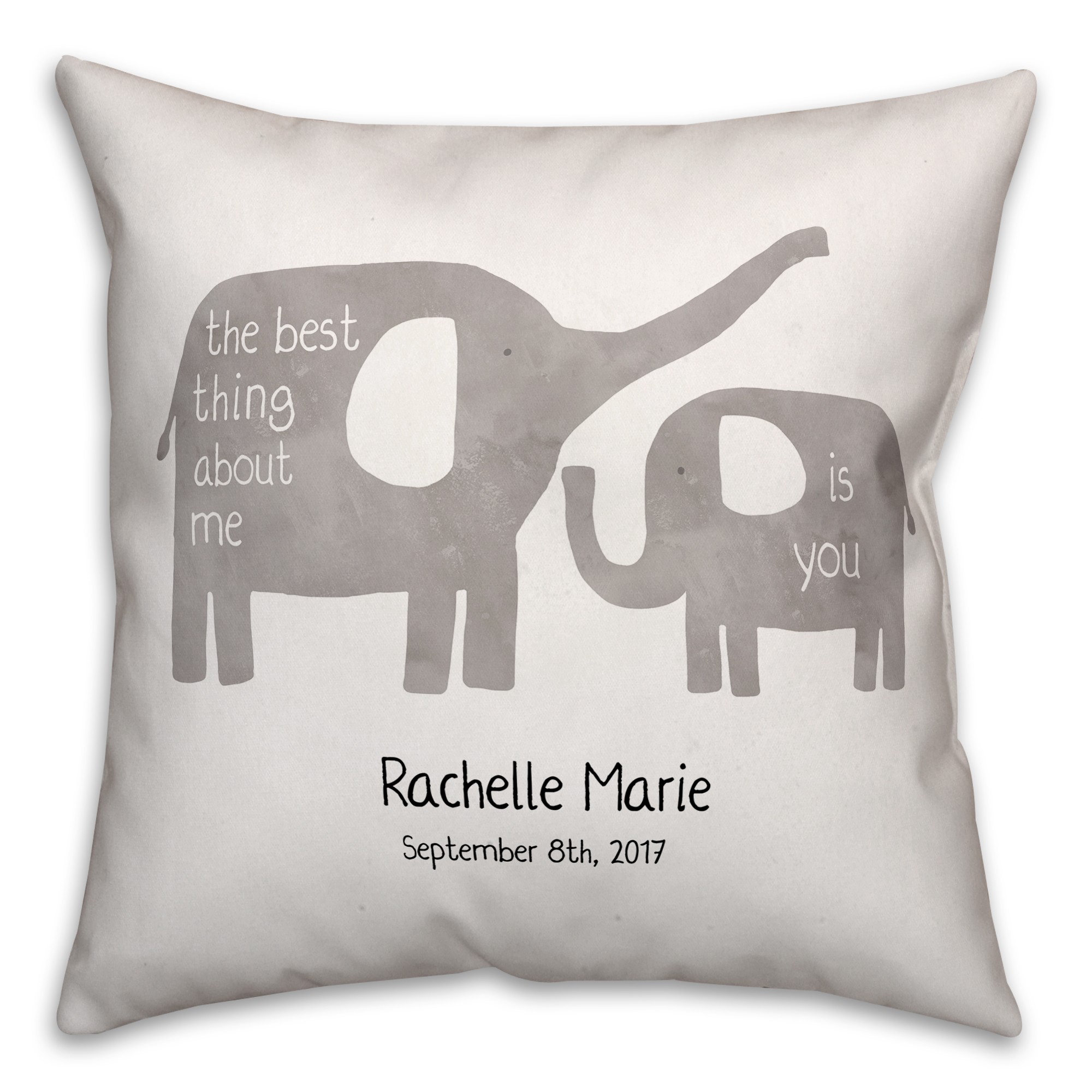 Happy Elephants  18x18 Personalized Spun Poly Pillow