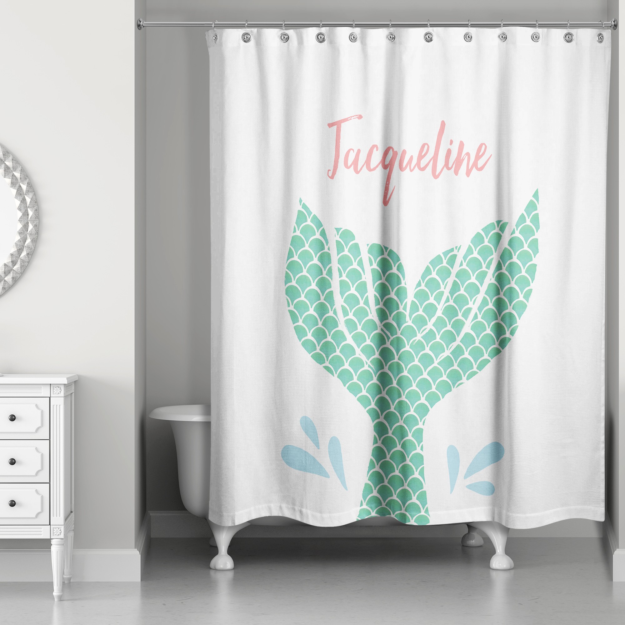 Mermaid Tail 71x74 Personalized Shower Curtain