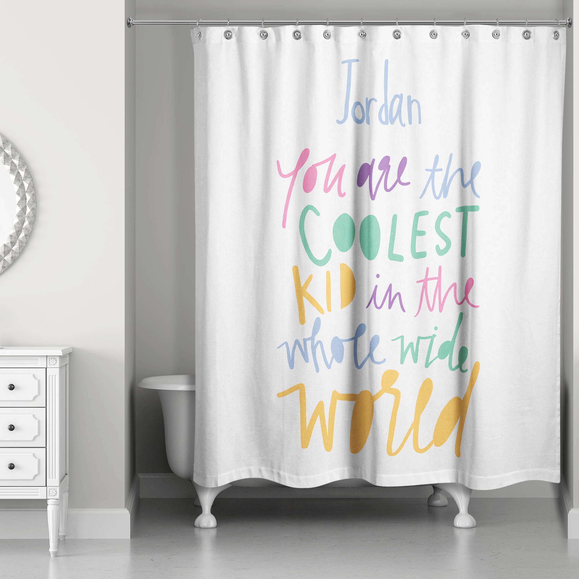 Coolest Kid 71x74 Personalized Shower Curtain