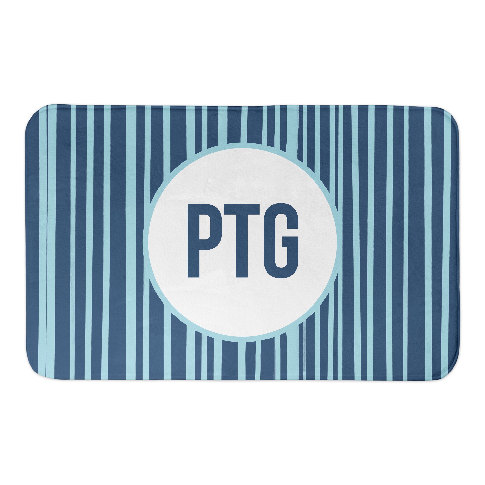 Personalized Initials Blue Striped 24x17 Personalized Bath Mat